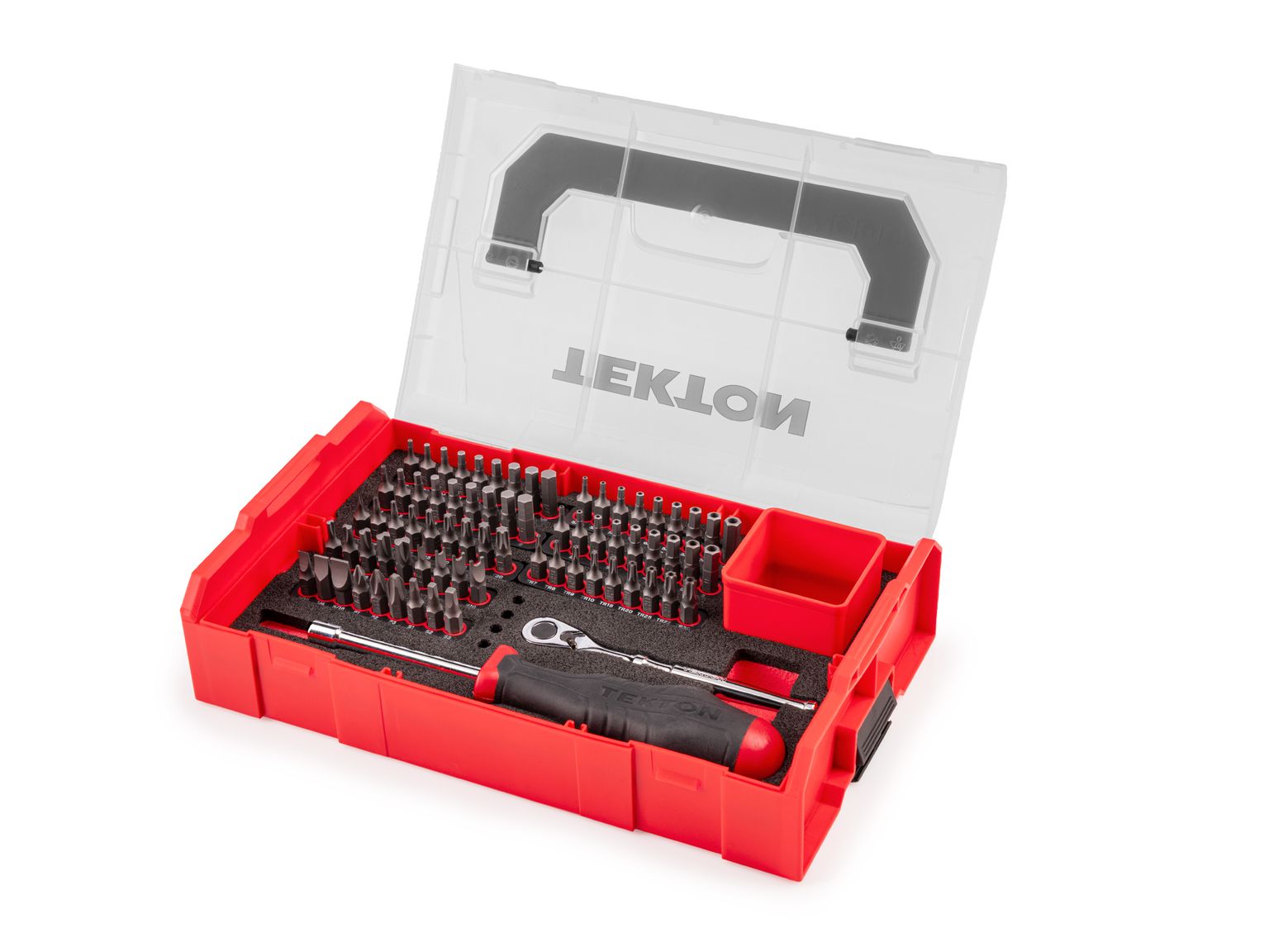 TEKTON 1/4 Inch Bit Driver and Bit Set with Mini Stacking Tool Box (74-Piece)
