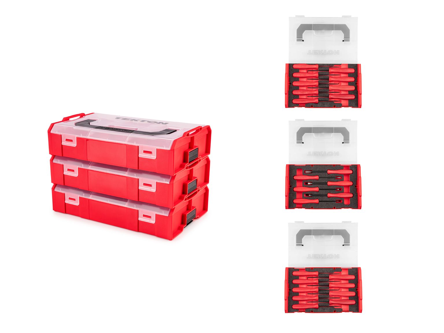 TEKTON Pick, Hook, and Mini Pry Bar Set with Mini Stacking Tool Boxes (24-Piece)