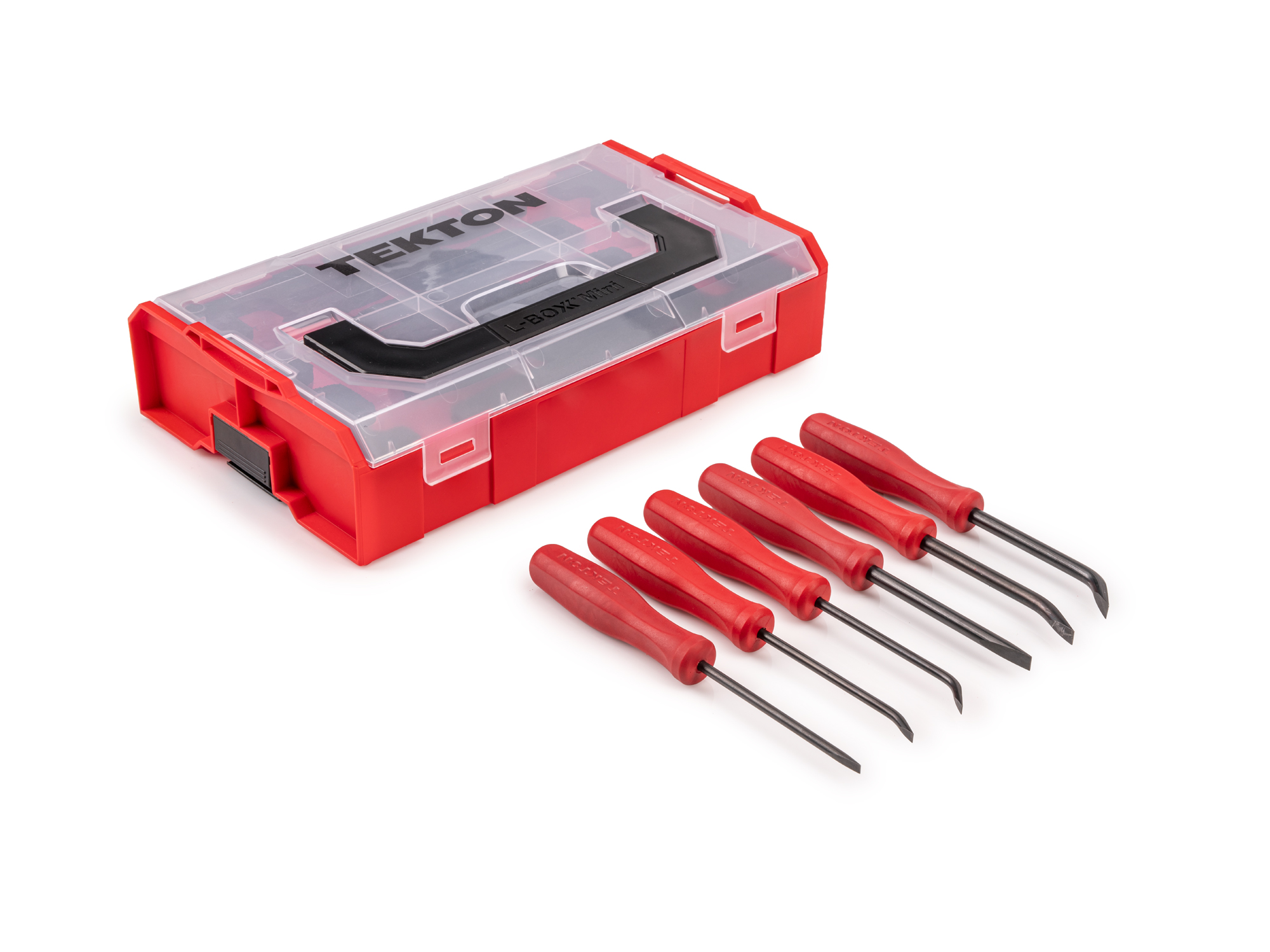 Pick, Hook, and Mini Pry Bar Set in Mini Tool Boxes, 24-Piece | TEKTON