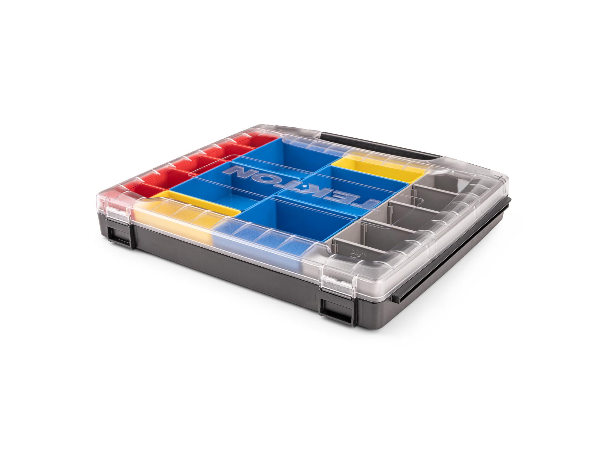 Back angle view of Tekton stacking organization system set. Item #OLB50711