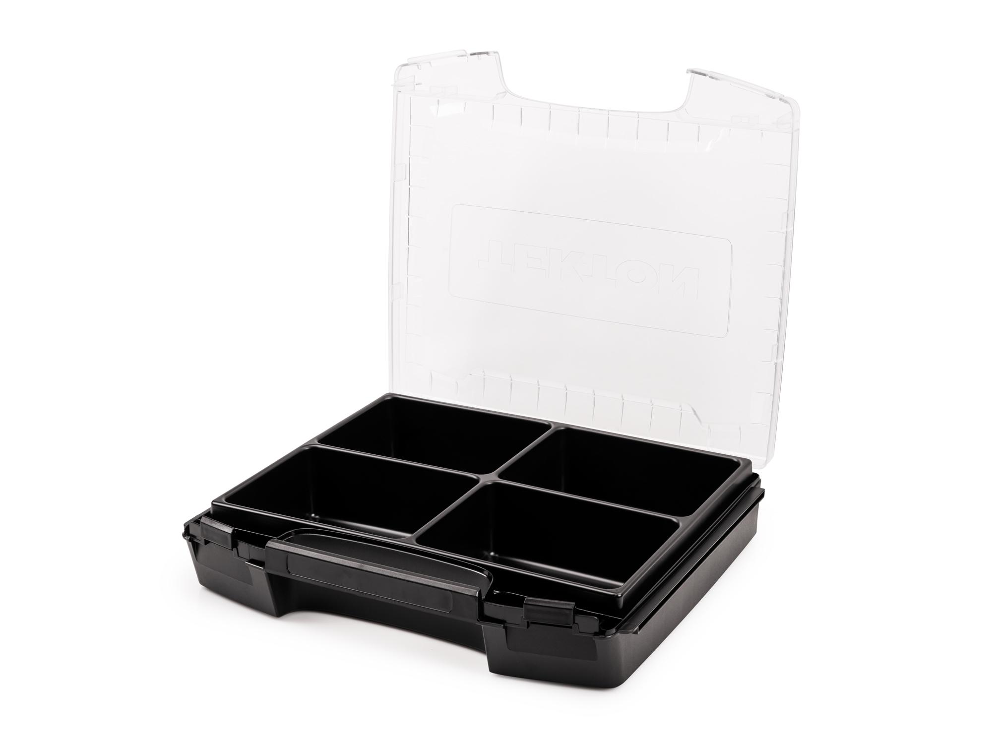 Front-right angle view of Tekton stacking organization system set. Item #OLB51410.