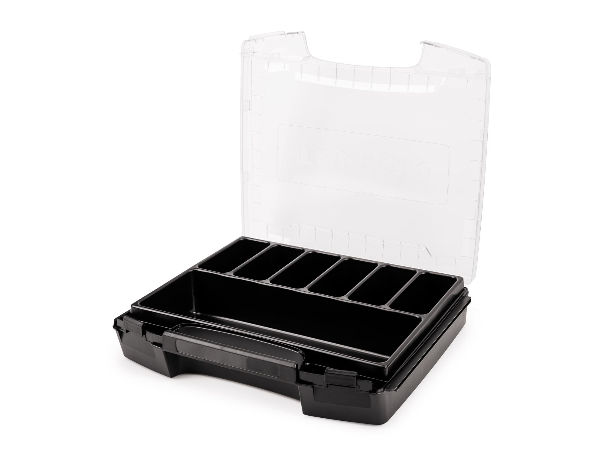Front-right angle view of Tekton stacking organization system set. Item #OLB51411.