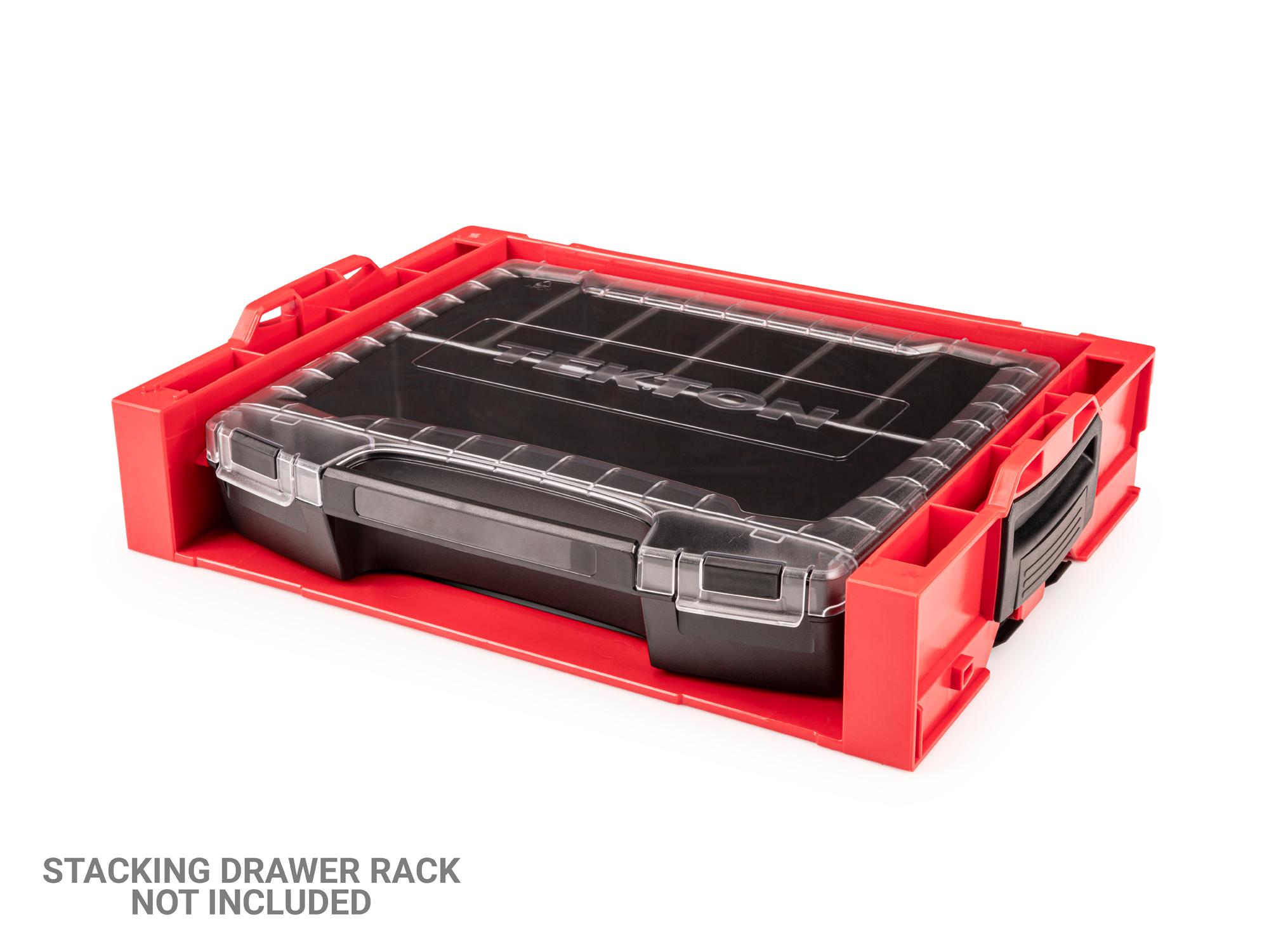 Front angle view in a stacking drawer rack of Tekton stacking organization system set. Item #OLB51411.
