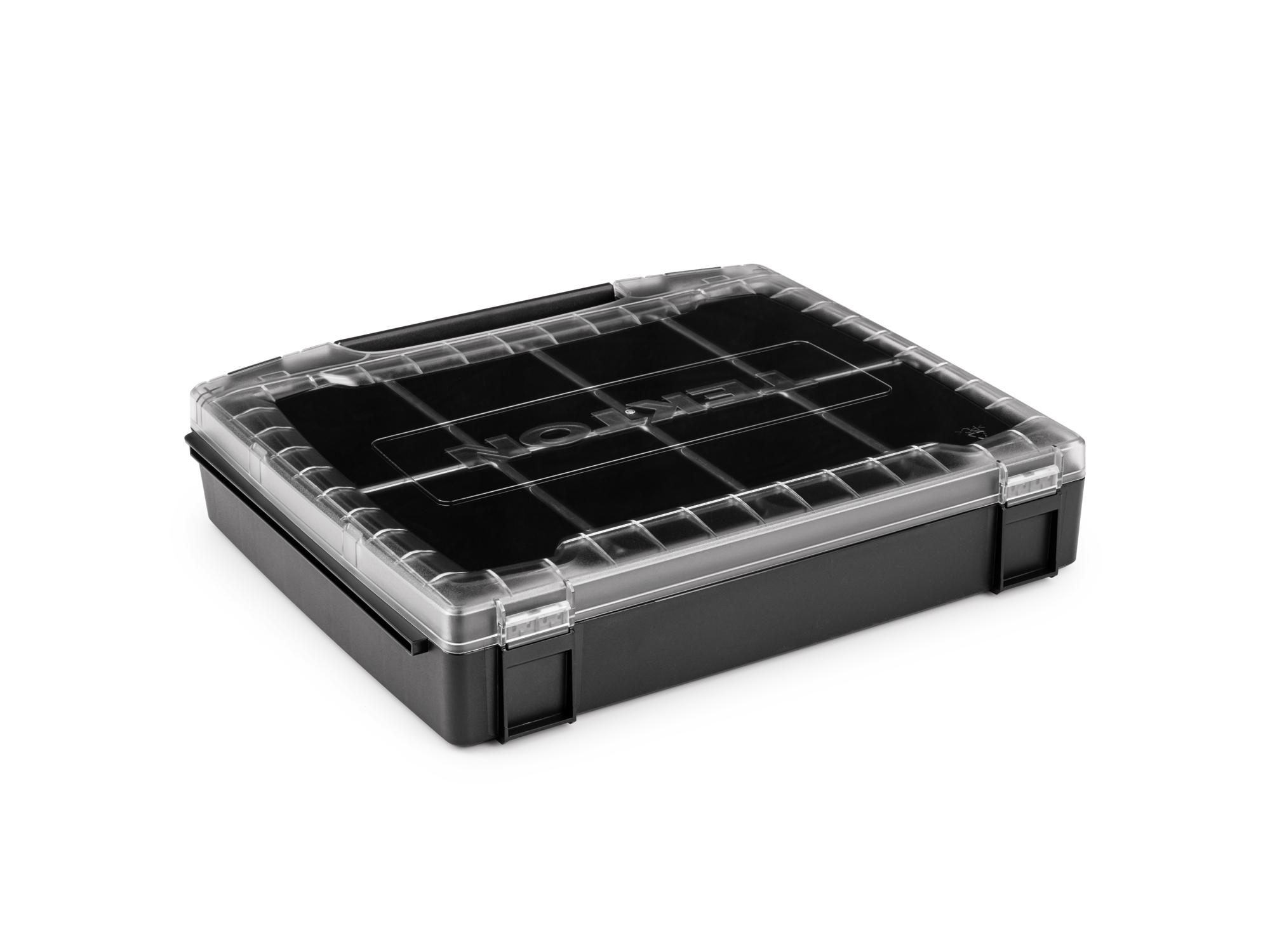 Back angle view of Tekton stacking organization system set. Item #OLB51412.
