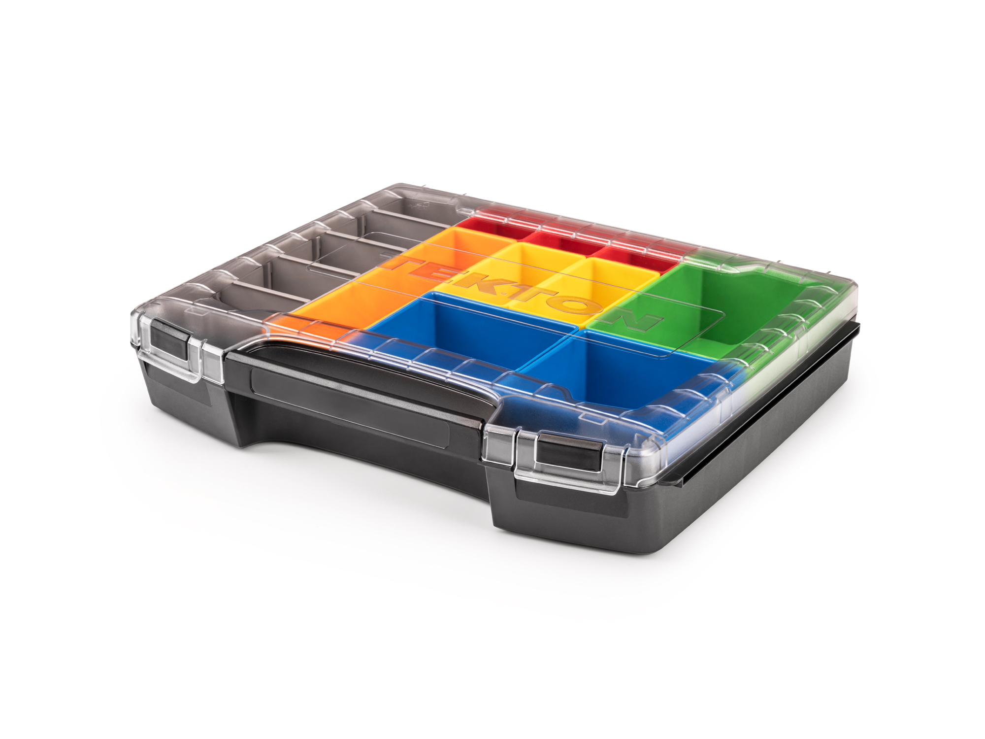 Set includes L-BOXX® compatible lidded drawer with 10 organizer bins in different sizes and colors. OLB51710.