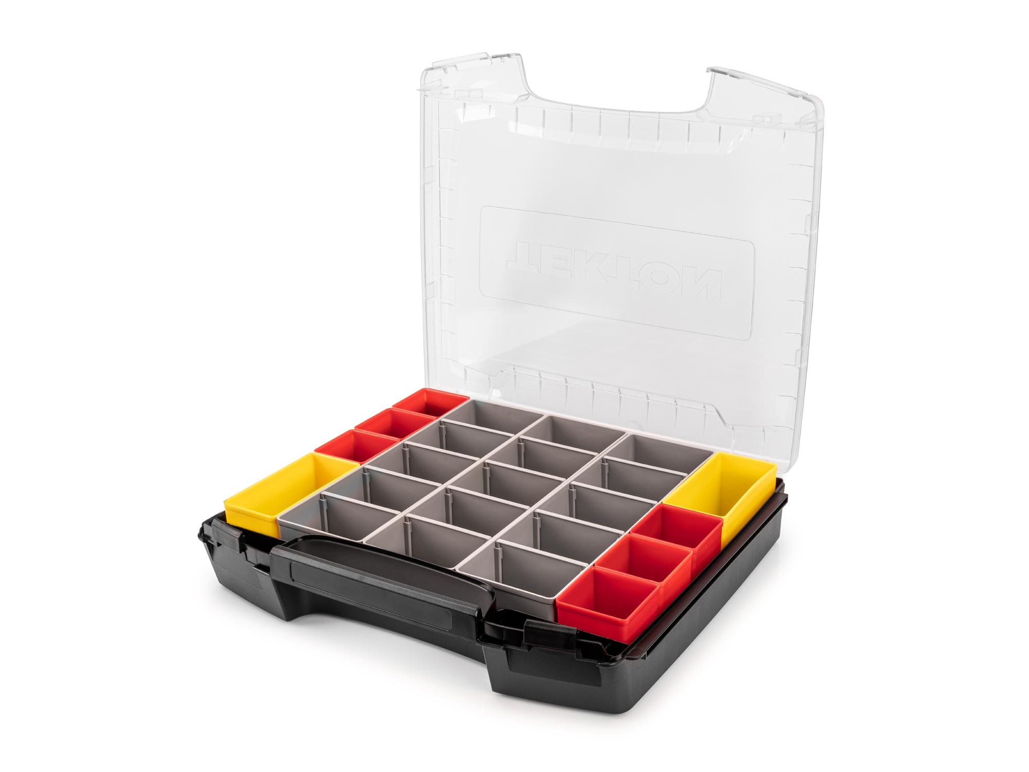 Front-right angle view of Tekton stacking organization system set. Item #OLB51711.