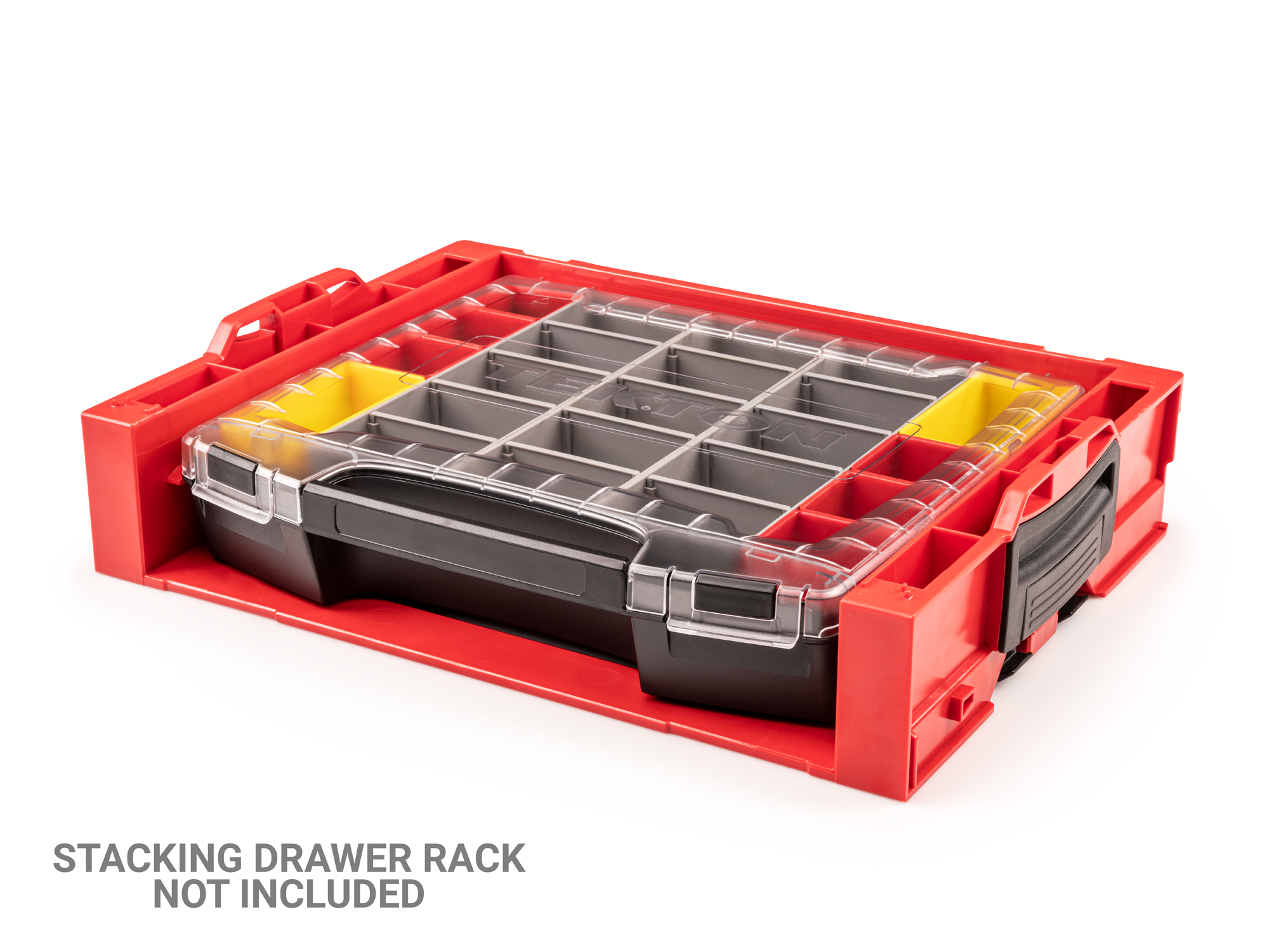 Set includes L-BOXX® compatible lidded drawer, 6 red organizer bins, 2 yellow organizer bins, and 3 gray organizer bins. OLB51711.