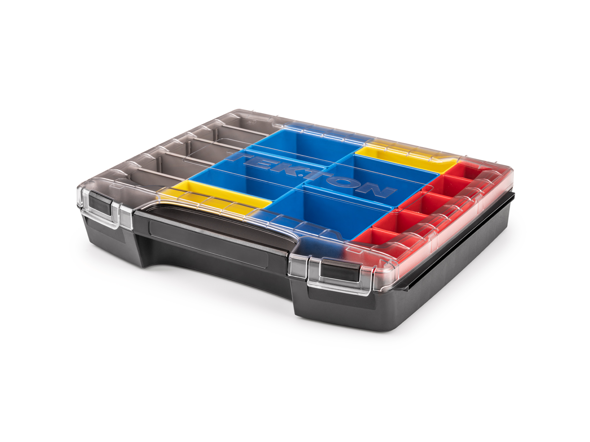 Set includes L-BOXX® compatible lidded drawer, 5 red organizer bins, 2 yellow organizer bins, 4 blue organizer bins, and 1 gray organizer bin. OLB51712.