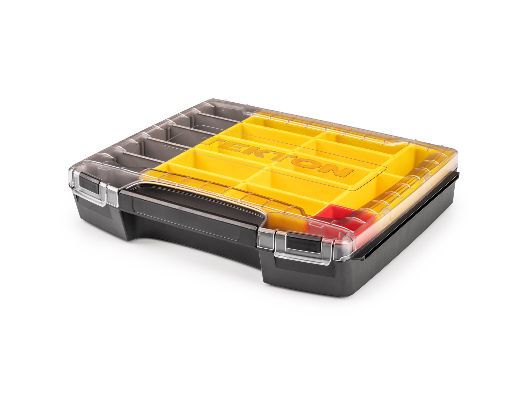 Set includes L-BOXX® compatible lidded drawer, 1 red organizer bin, 12 yellow organizer bins, and 1 gray organizer bin. OLB51713.