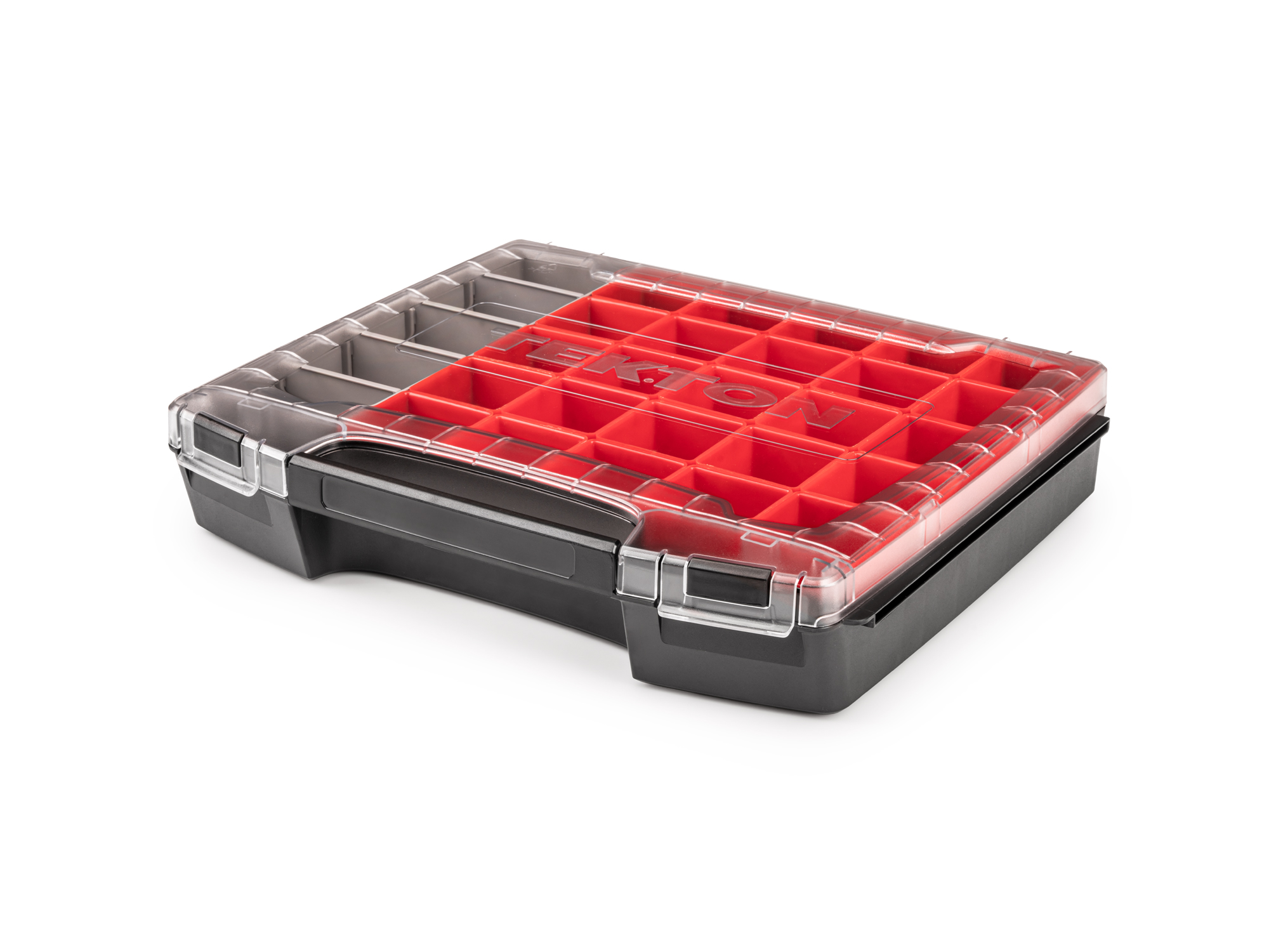 Set includes L-BOXX® compatible lidded drawer, 25 red organizer bins, and 1 gray organizer bin. OLB51714.