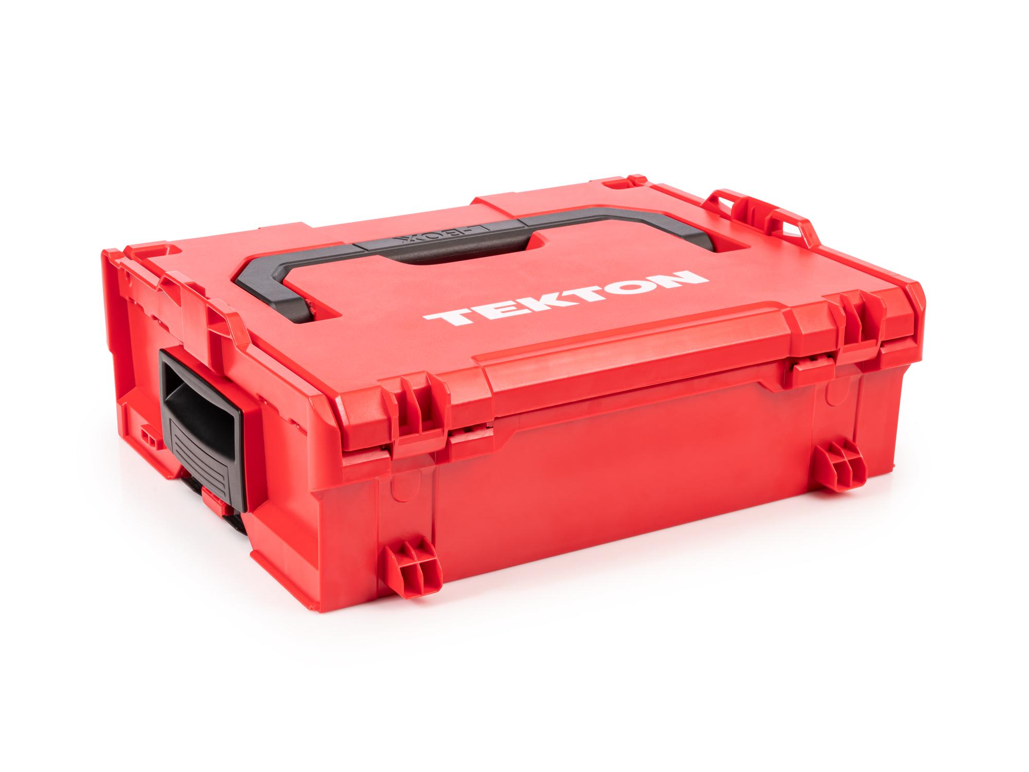 Back angle view of Tekton stacking organization system set. Item #OLB91002.