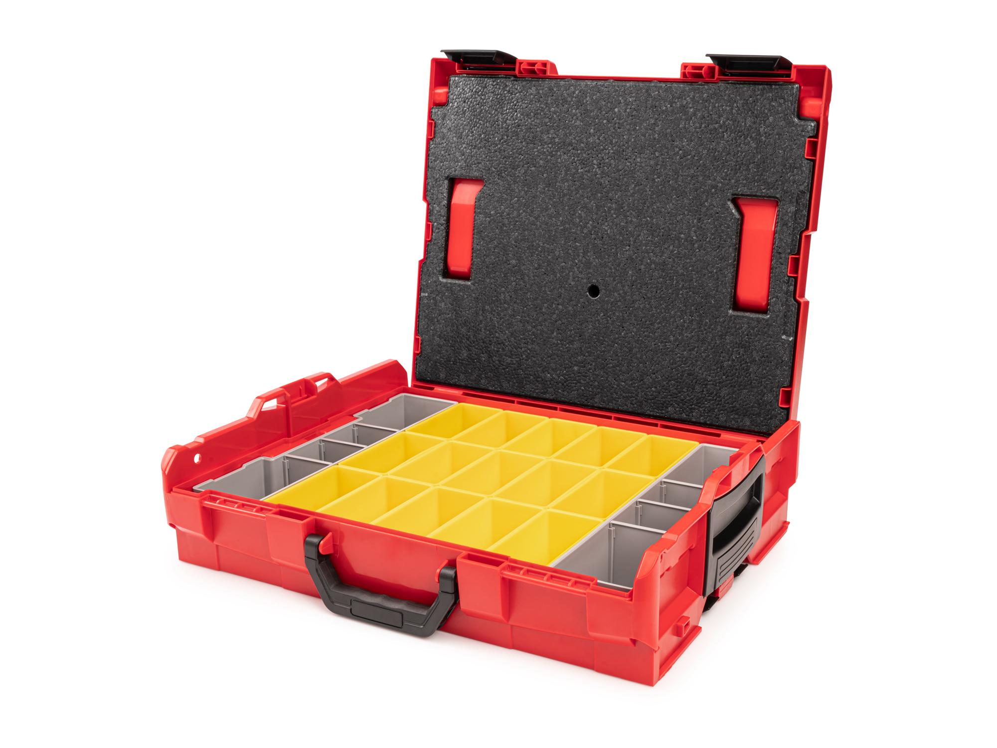 Shallow Stacking Tool Box (L-BOXX 1) with 17-Piece Organizer Bin Set and Lid Insert