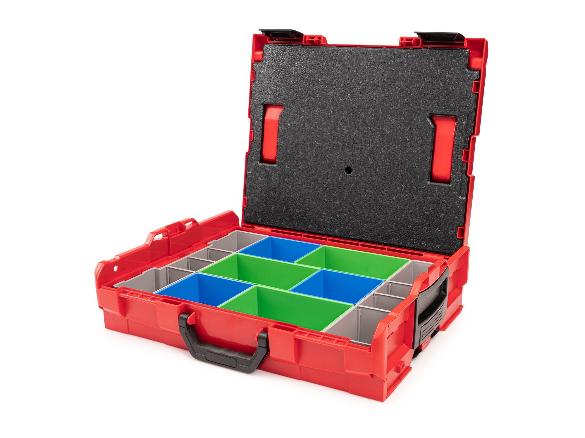 TEKTON Shallow Stacking Tool Box (L-BOXX 1) with 8-Piece Organizer Bin Set (Variant A) and Lid Insert