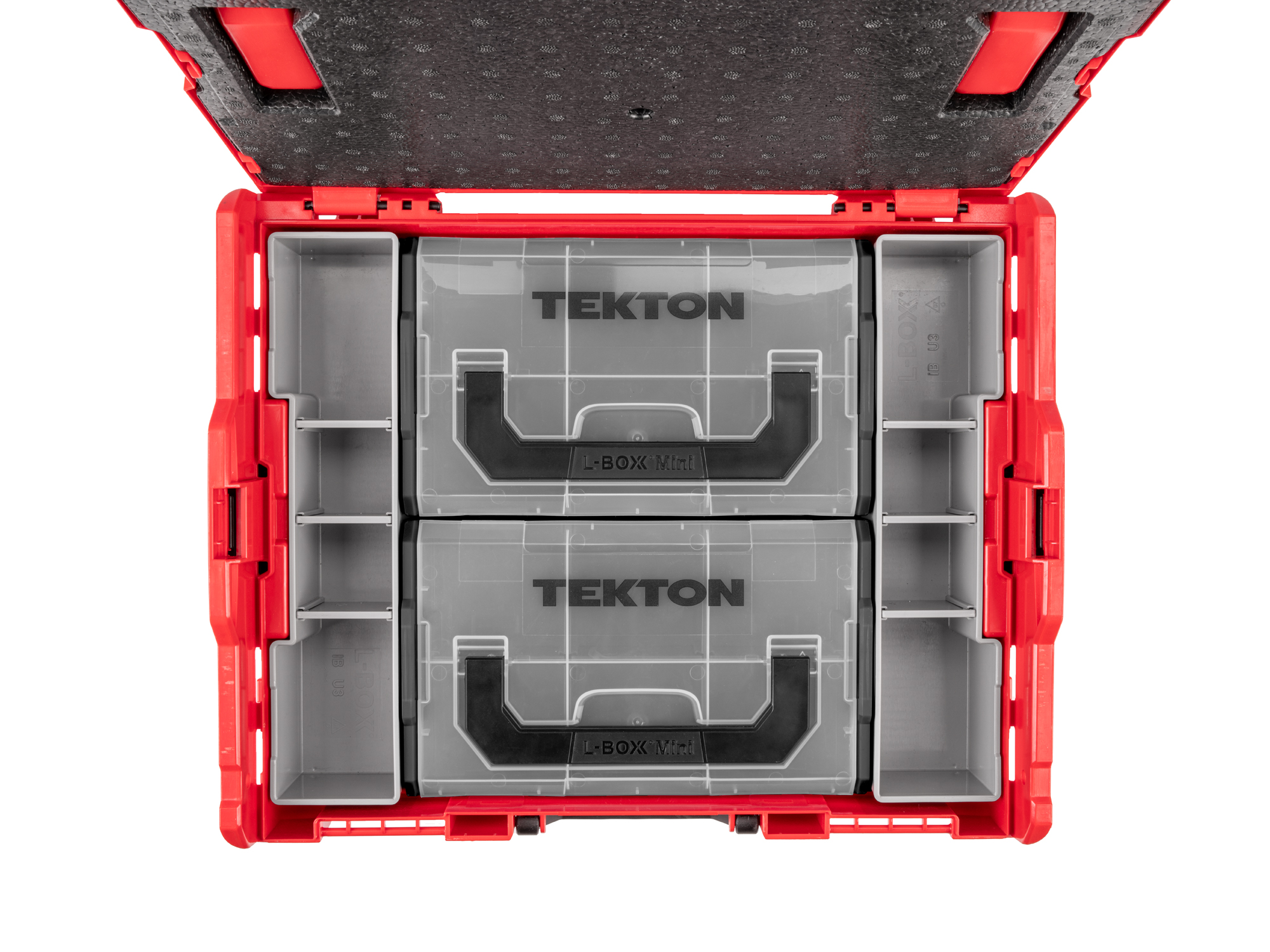 Shallow Stacking Tool Box with Black Mini Stacking Tool Boxes | TEKTON