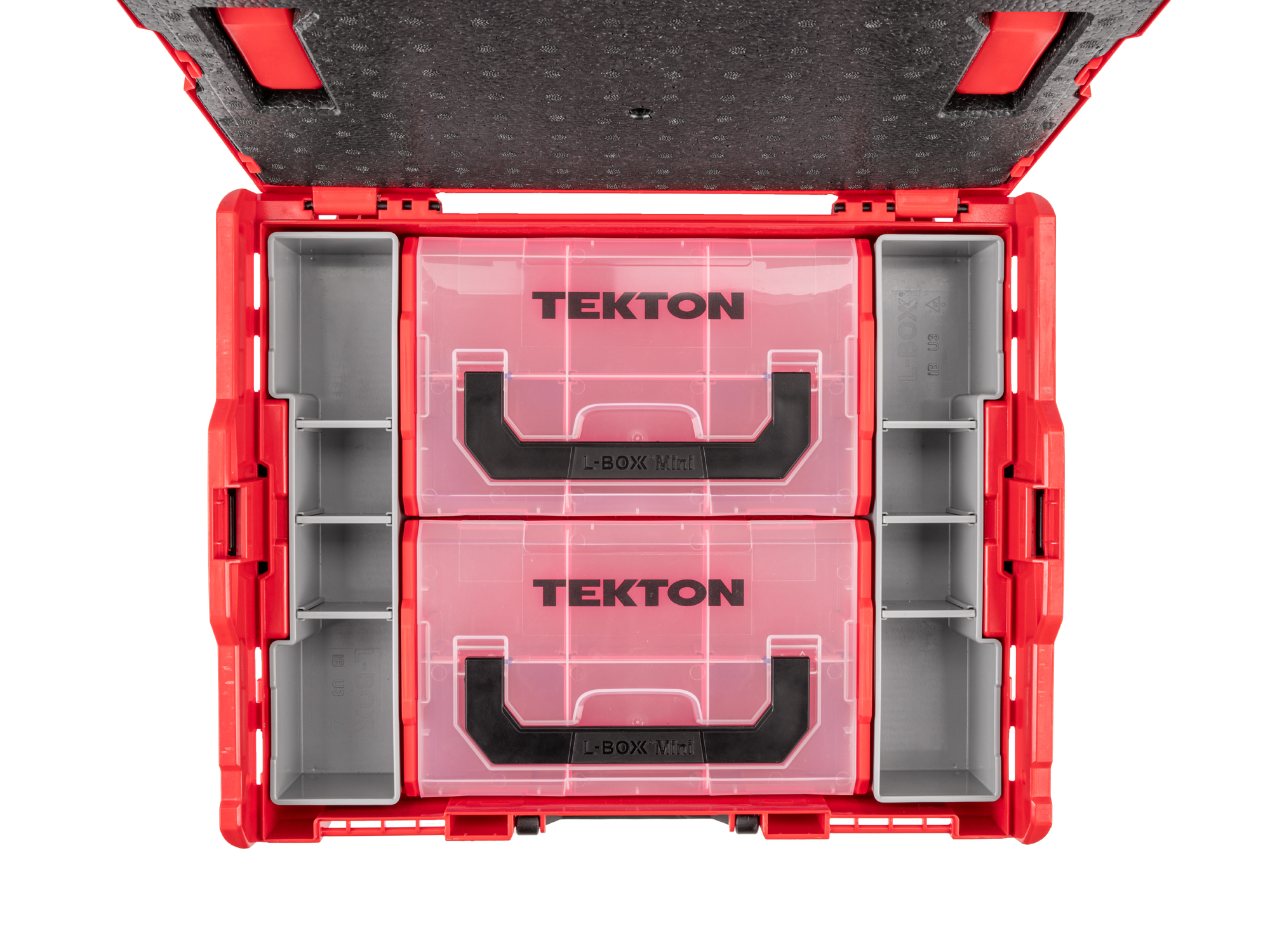 Shallow Stacking Tool Box with Red Mini Stacking Tool Boxes | TEKTON