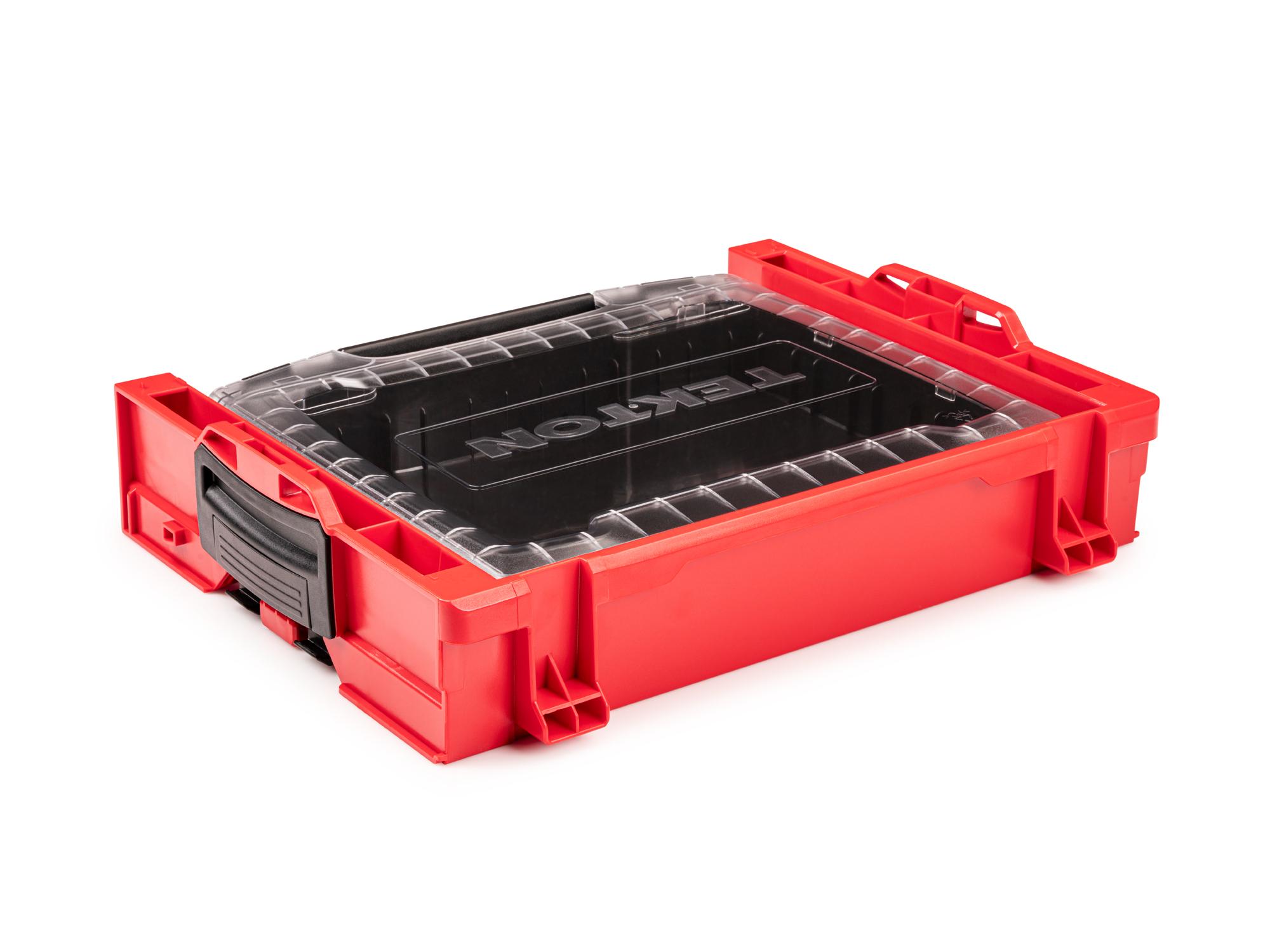 Back angle view of Tekton stacking organization system set. Item #OLB94000.