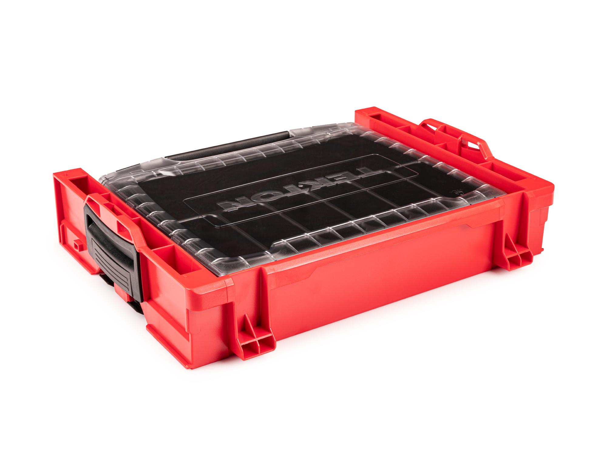 Back angle view of Tekton stacking organization system set. Item #OLB94002.