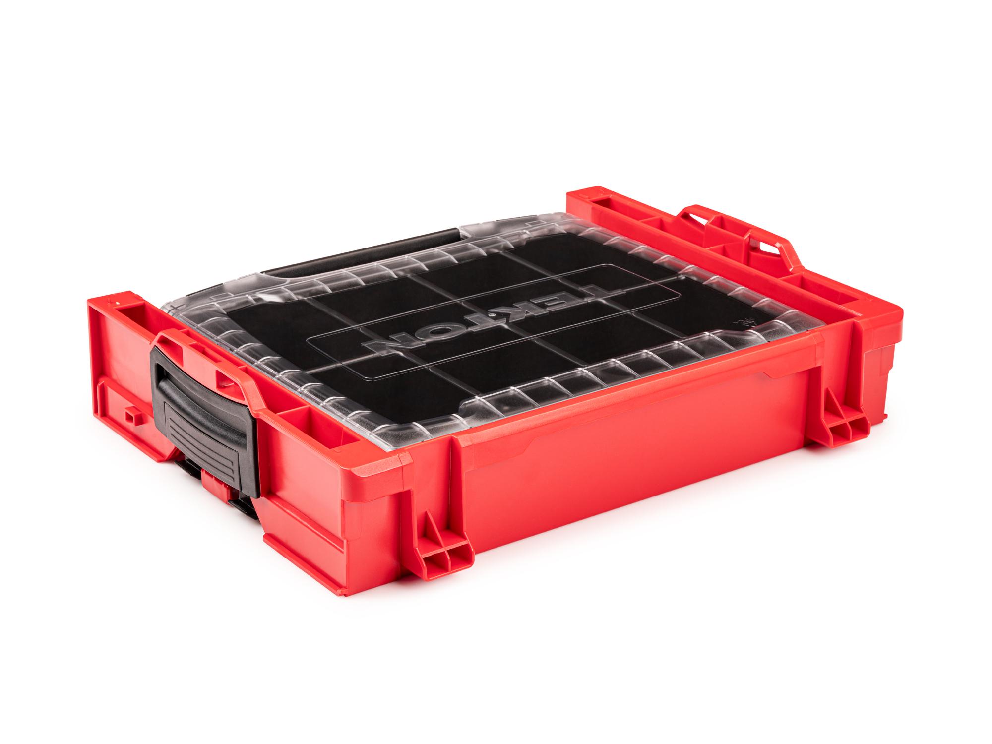 Back angle view of Tekton stacking organization system set. Item #OLB94003.