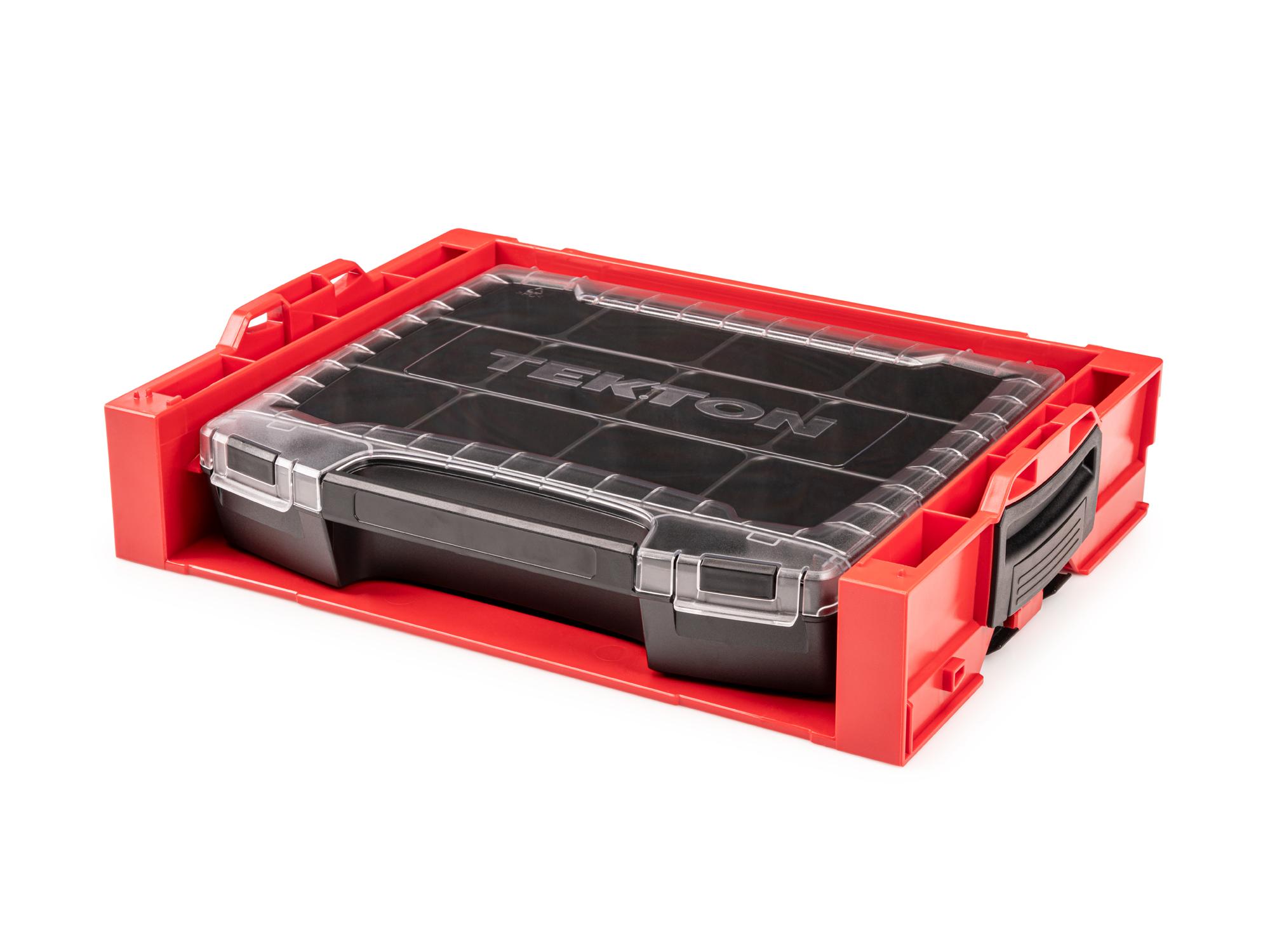 Front-right angle view of Tekton stacking organization system set. Item #OLB94004.