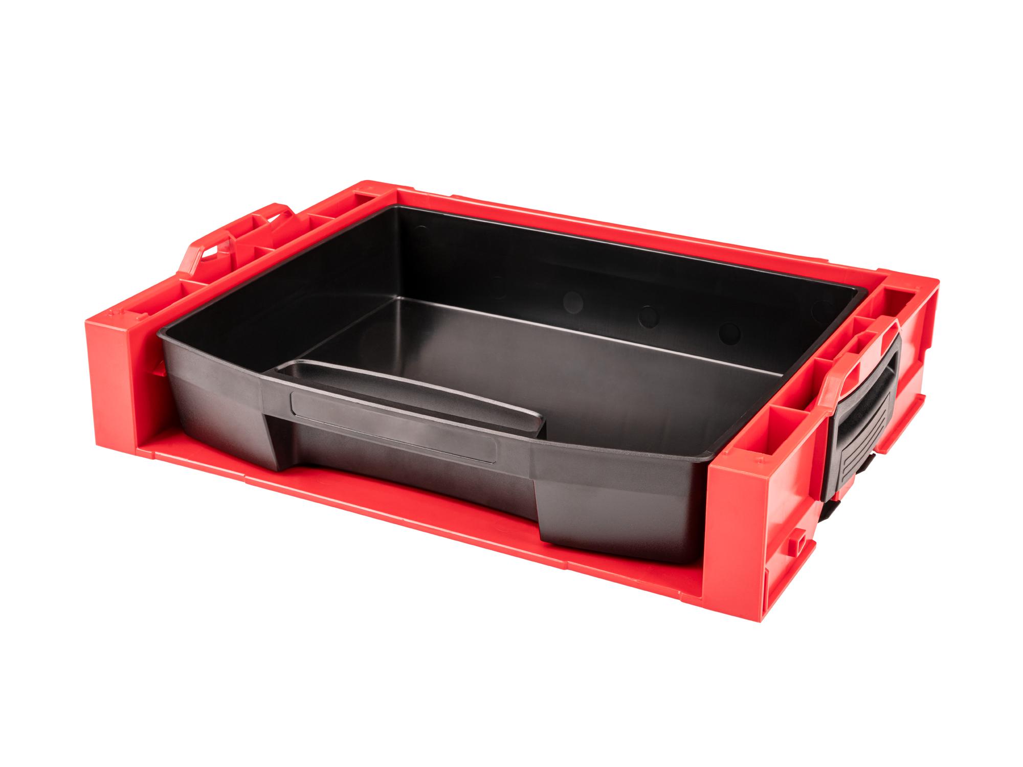 Front-right angle view of Tekton stacking organization system set. Item #OLB94010.