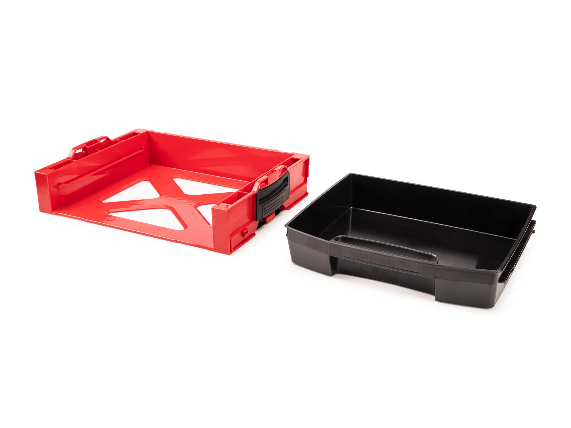 Laid out contents of Tekton stacking organization system set. Item #OLB94010.