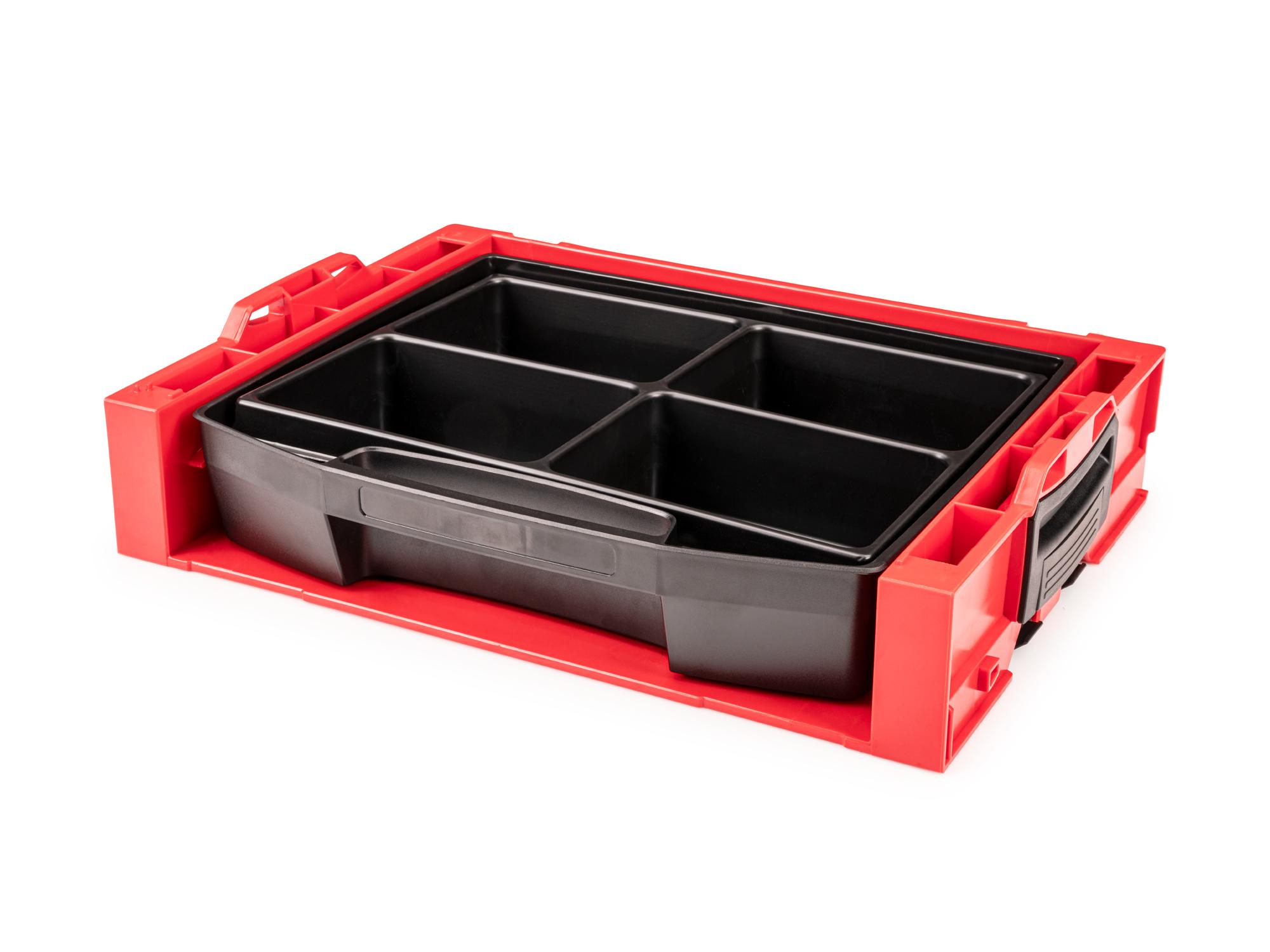 Front-right angle view of Tekton stacking organization system set. Item #OLB94011.