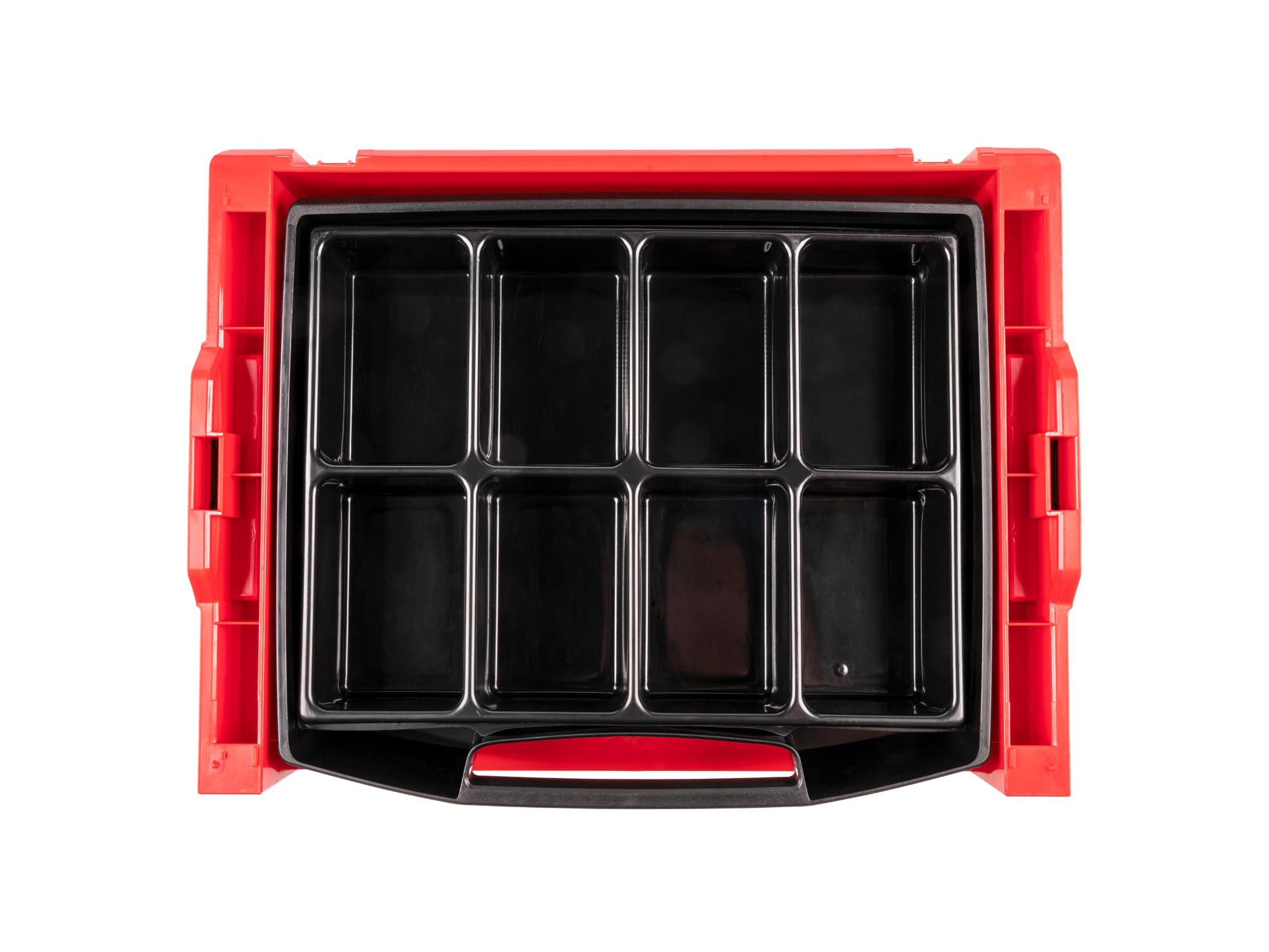 Front view of Tekton stacking organization system set. Item #OLB94013.