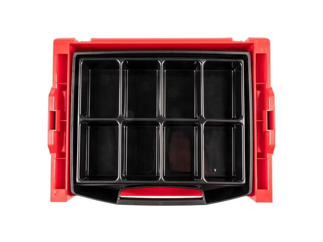 Open Top Drawer with 8-Cavity Parts Tray in Stacking Rack | TEKTON