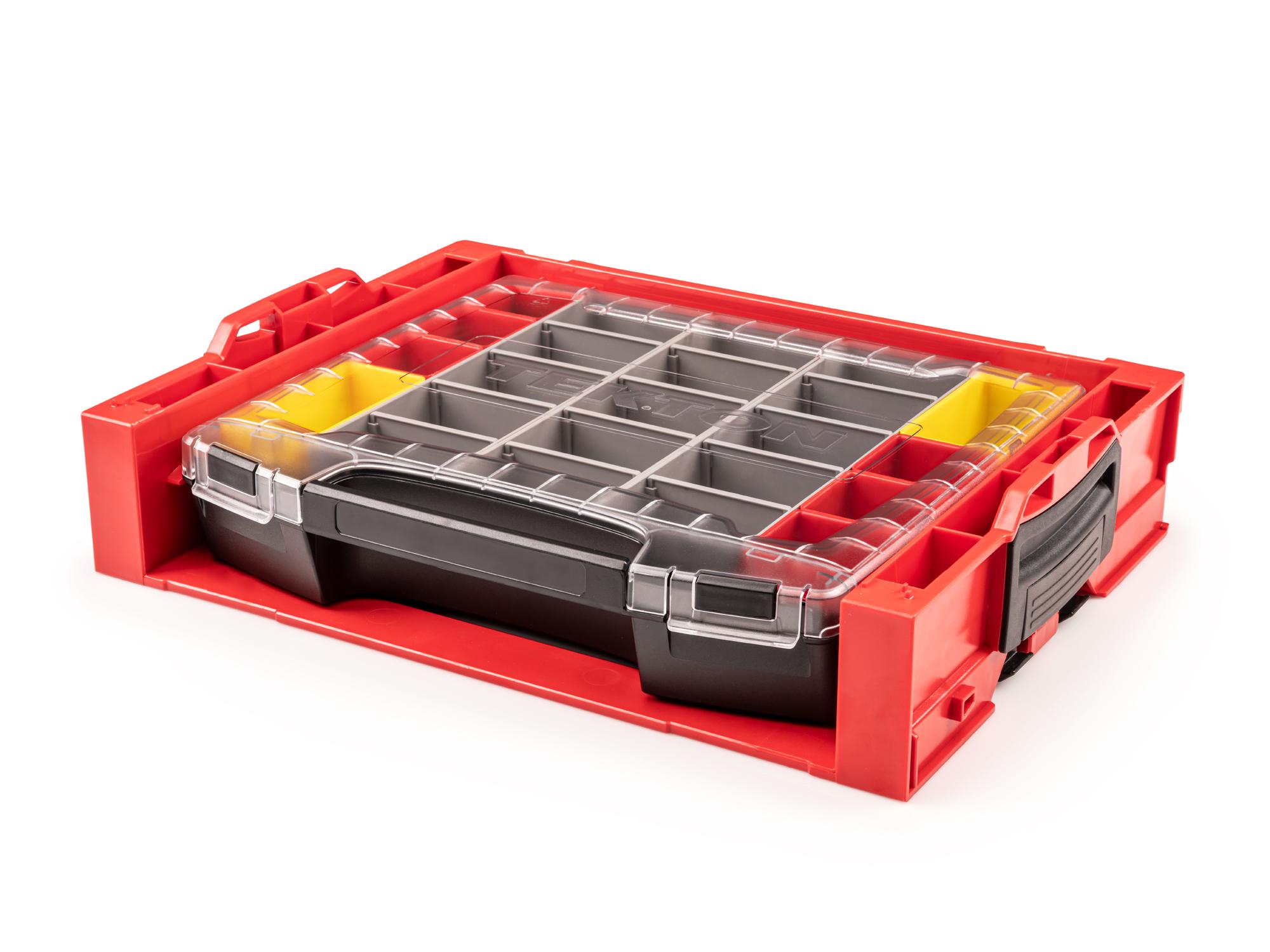 Front-right angle view of Tekton stacking organization system set. Item #OLB94021.