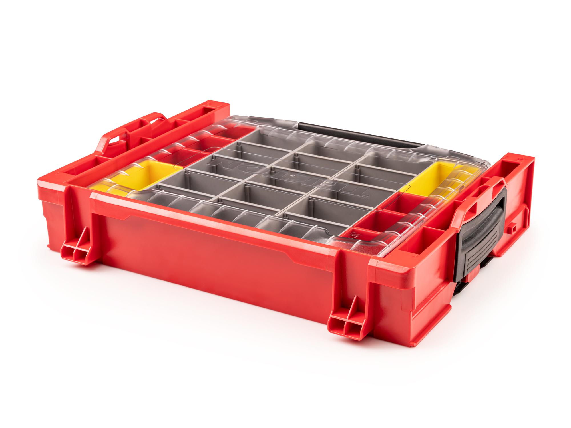 Back angle view of Tekton stacking organization system set. Item #OLB94021.