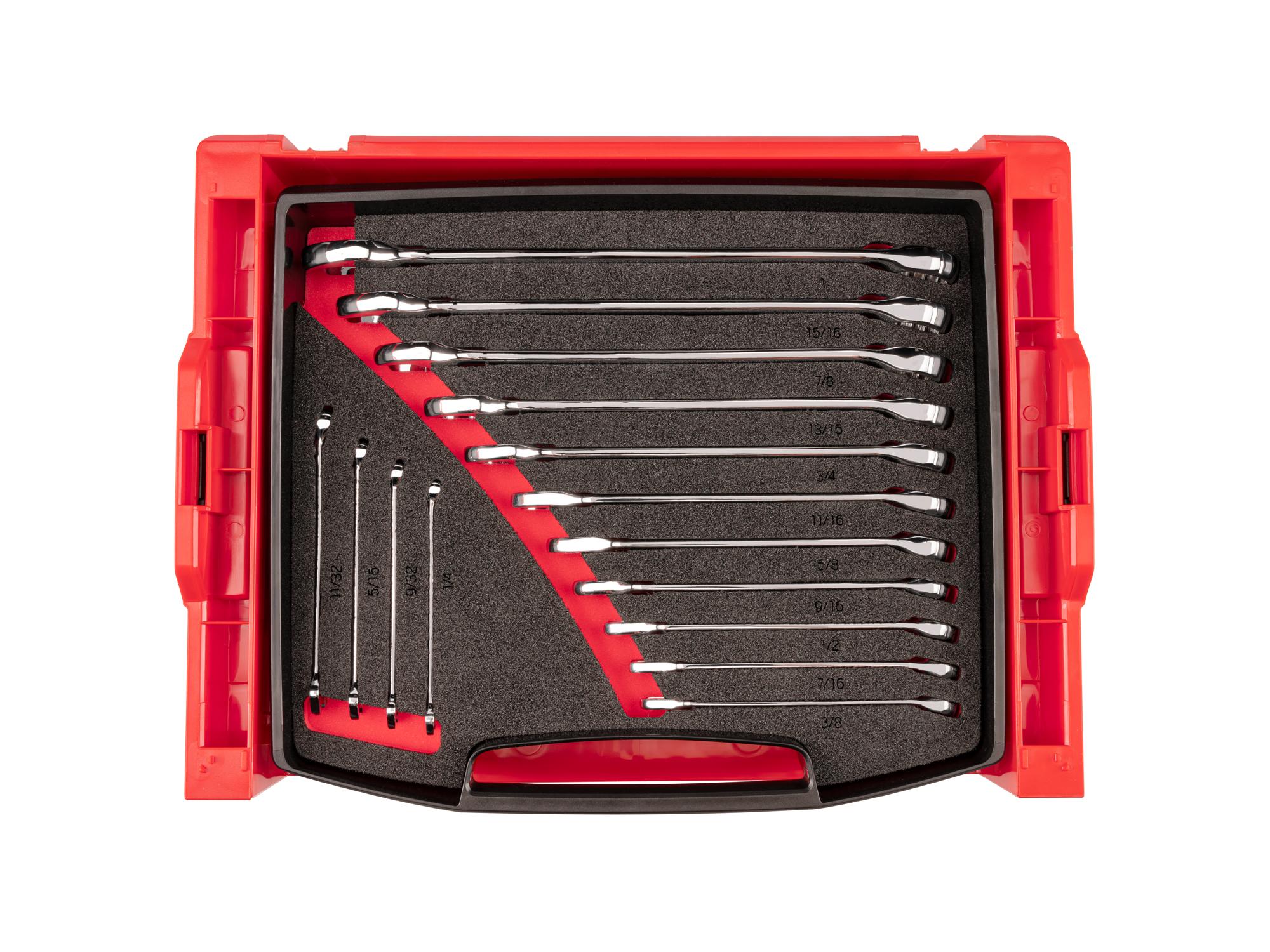 Front view of Tekton stacking organization system set. Item #OLB94201.
