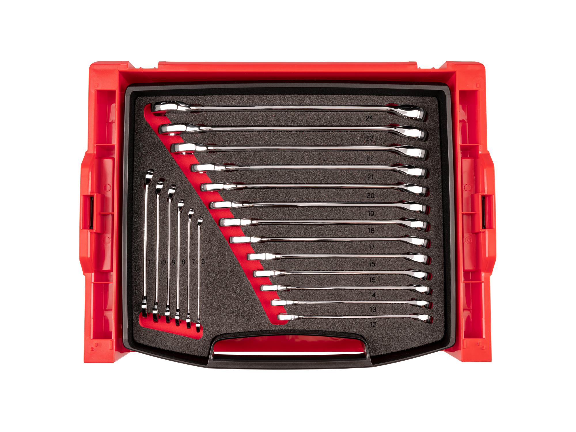 Front view of Tekton stacking organization system set. Item #OLB94202.