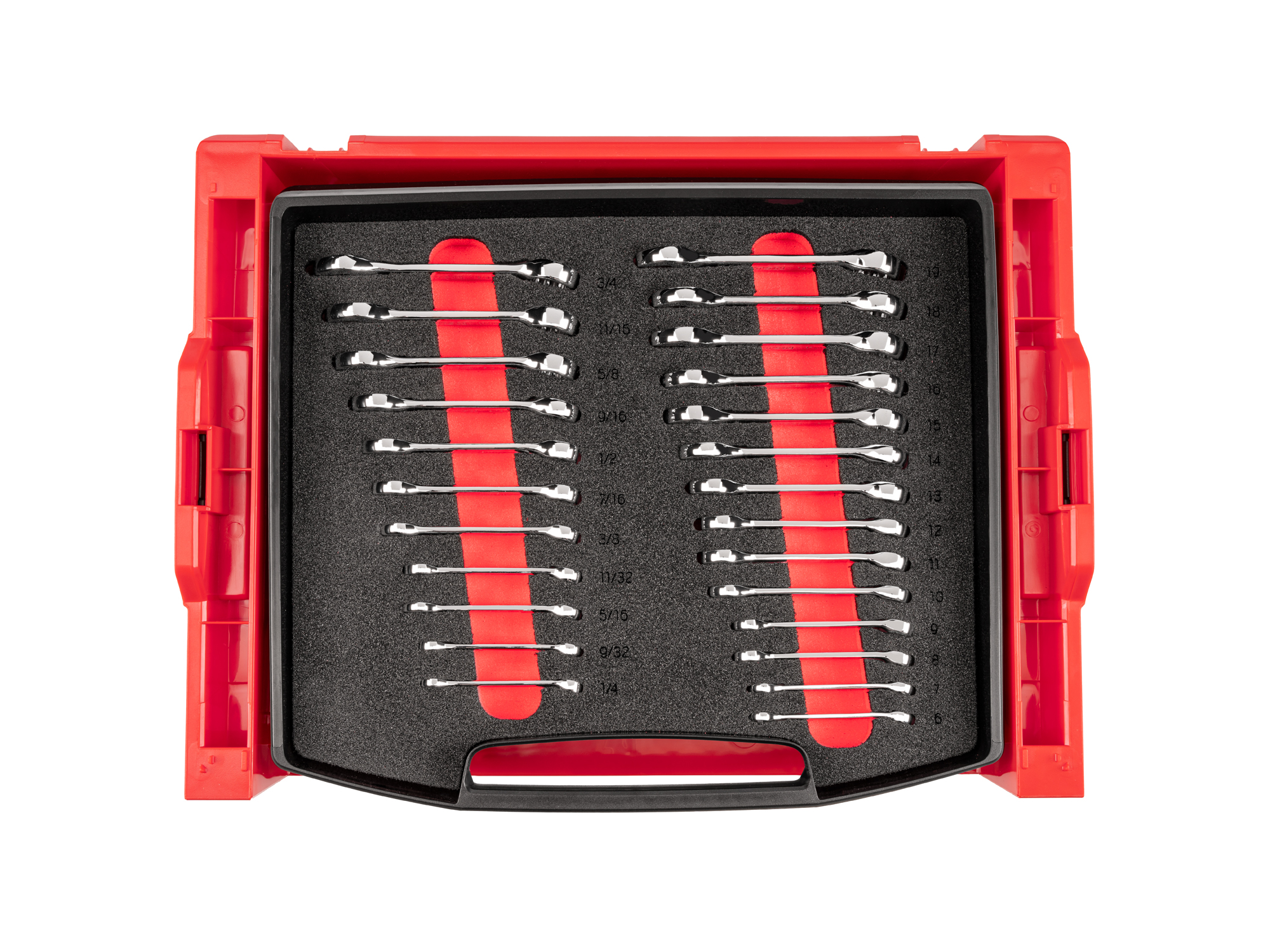 Stubby Combination Wrench Set with Open Top Drawer and Rack (25-Piece)