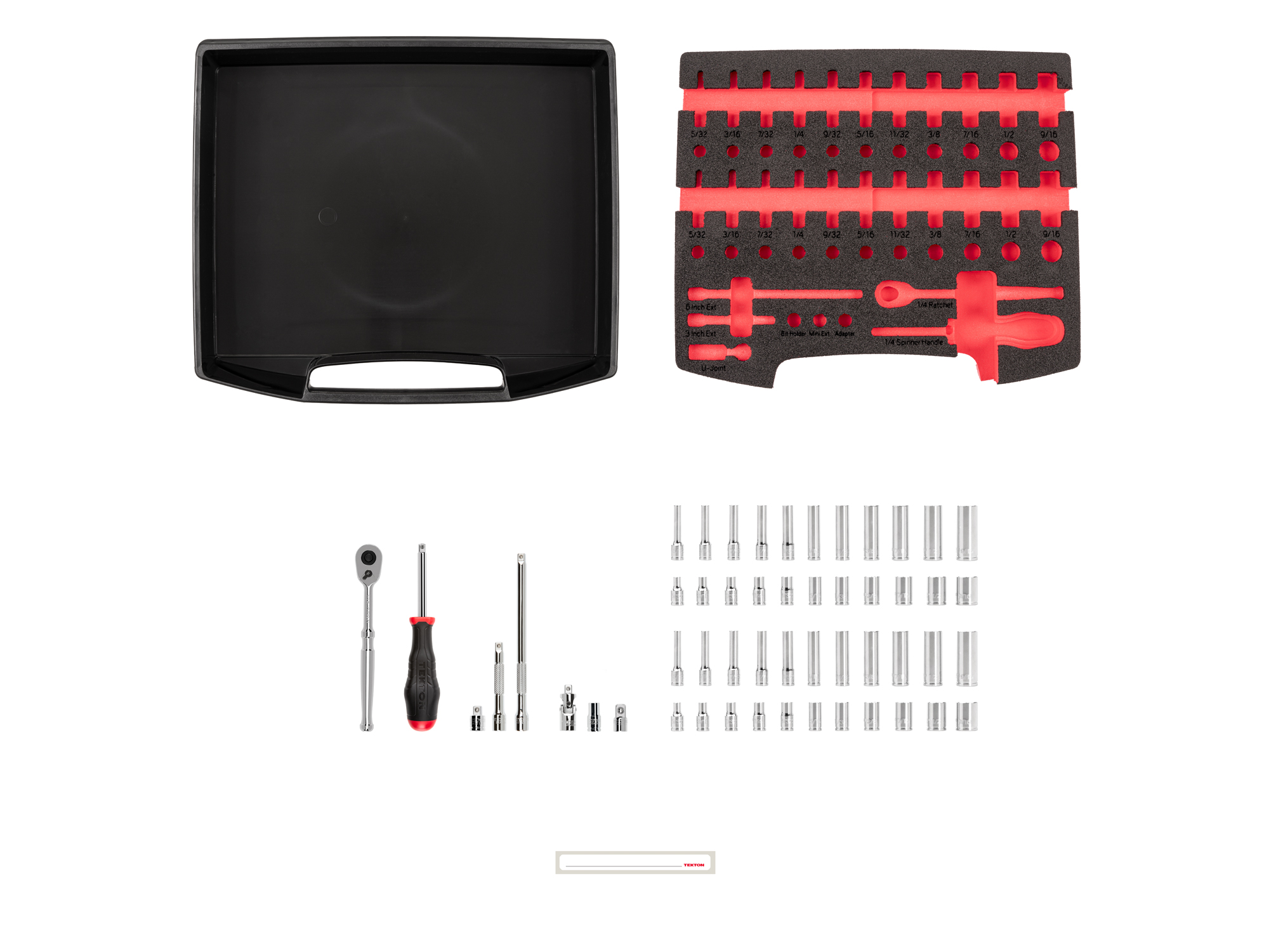 52-piece set includes 5/32–9/16 inch (SAE) 6-point and 12-point standard and deep length hand drive sockets and accessories in foam. No skipped sizes. OLB94301.