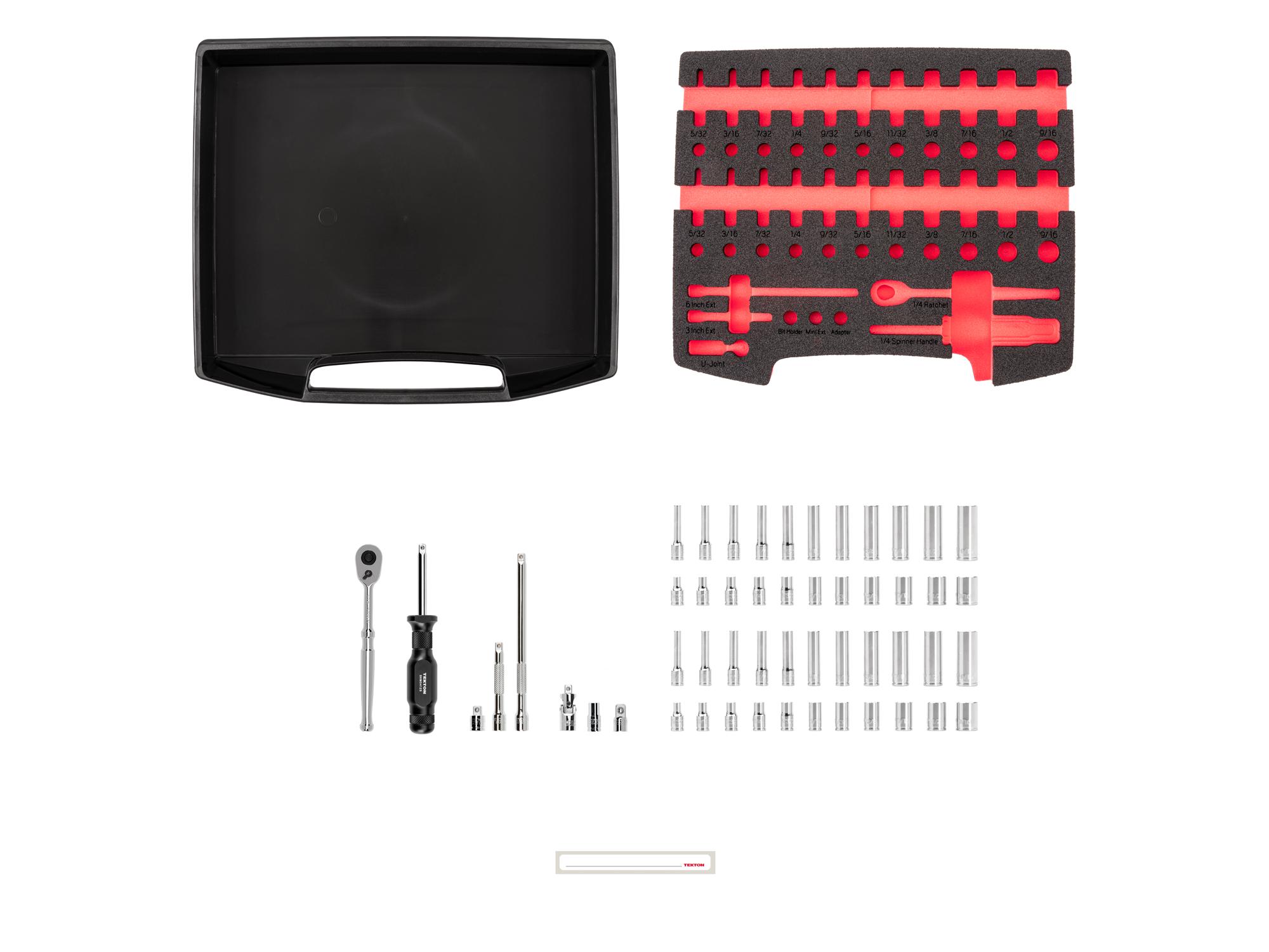 Laid out contents of Tekton stacking organization system set. Item #OLB94301.