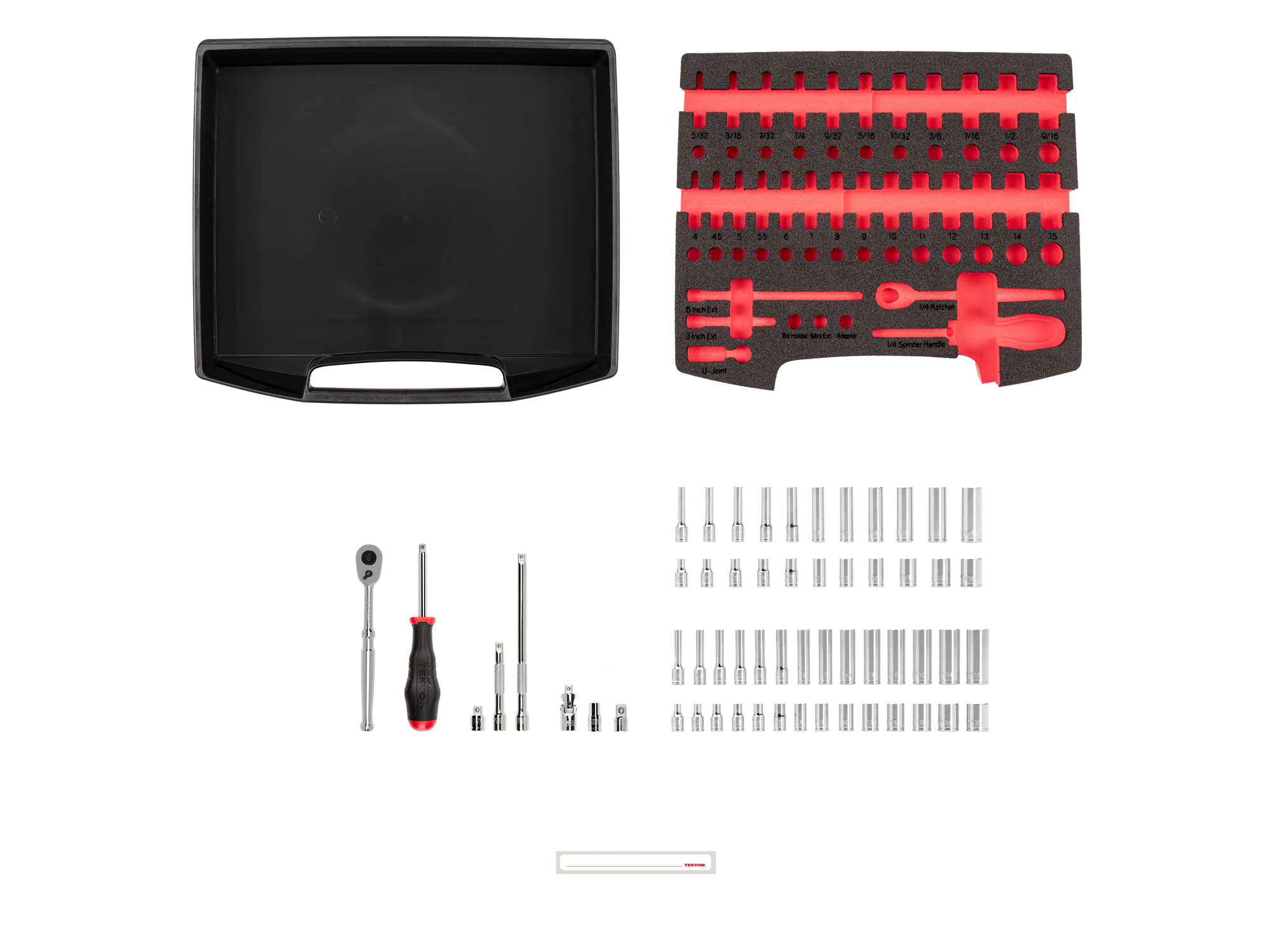 58-piece set includes 5/32–9/16 inch (SAE), 4–15 mm (metric) 6-point standard and deep length sockets and accessories in foam. No skipped sizes. OLB94303.