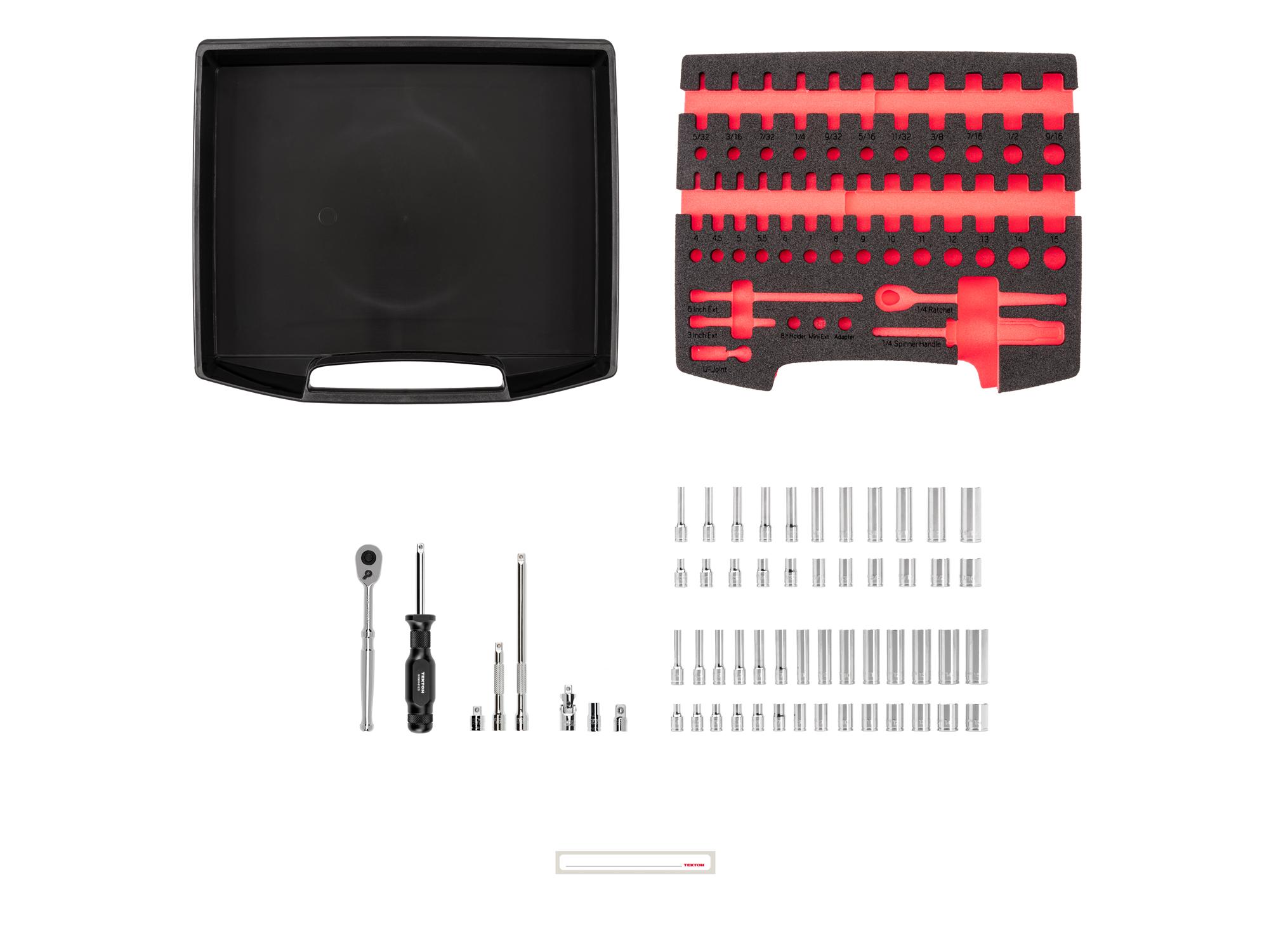 Laid out contents of Tekton stacking organization system set. Item #OLB94303.