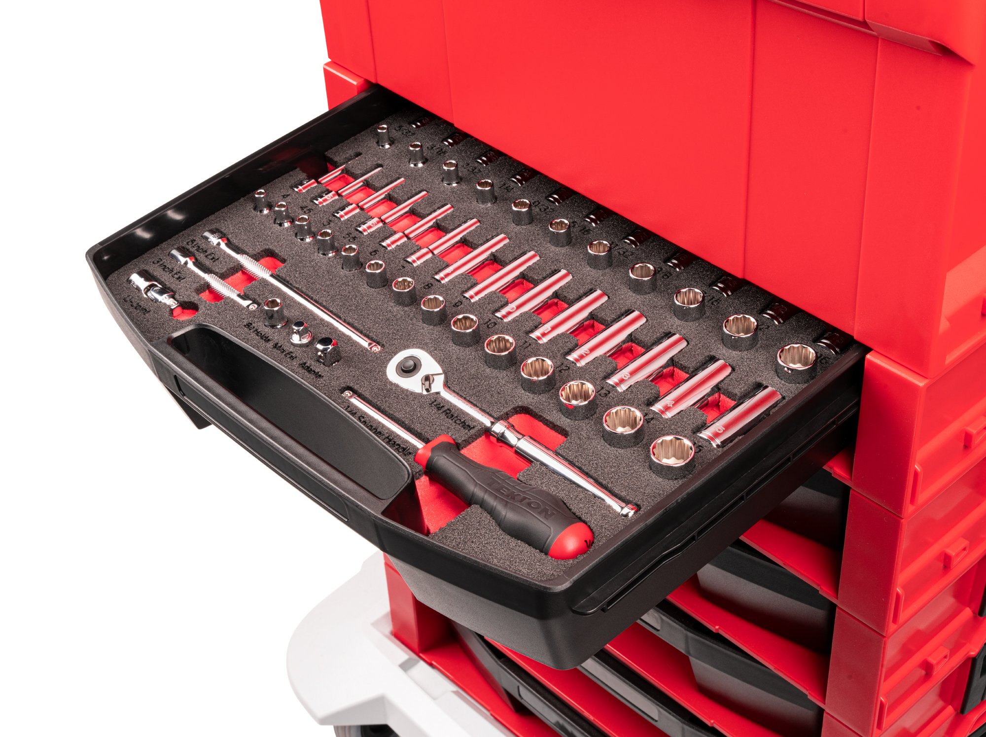 58-piece set includes 5/32–9/16 inch (SAE), 4–15 mm (metric) 12-point standard and deep length sockets and accessories in foam. No skipped sizes. OLB94304.