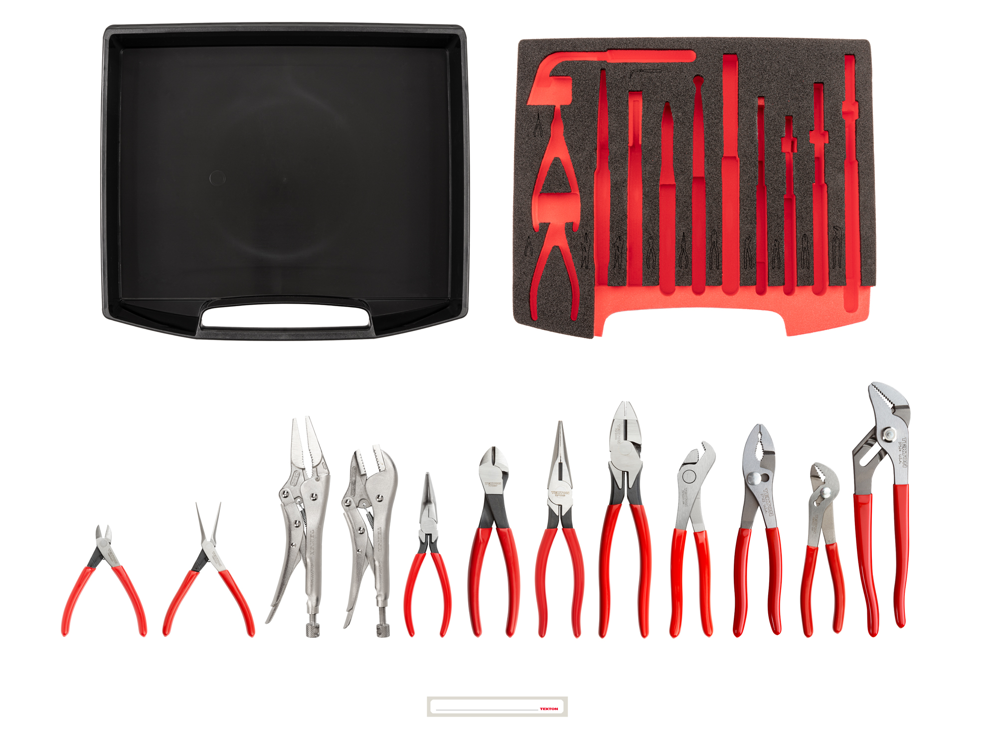 Set includes Locking, Lineman's Long Nose, Nut Jaw, Cutting, Slip Joint, Groove Joint, and Mini Pliers. Comes in i-BOXX drawer with foam. OLB94501.