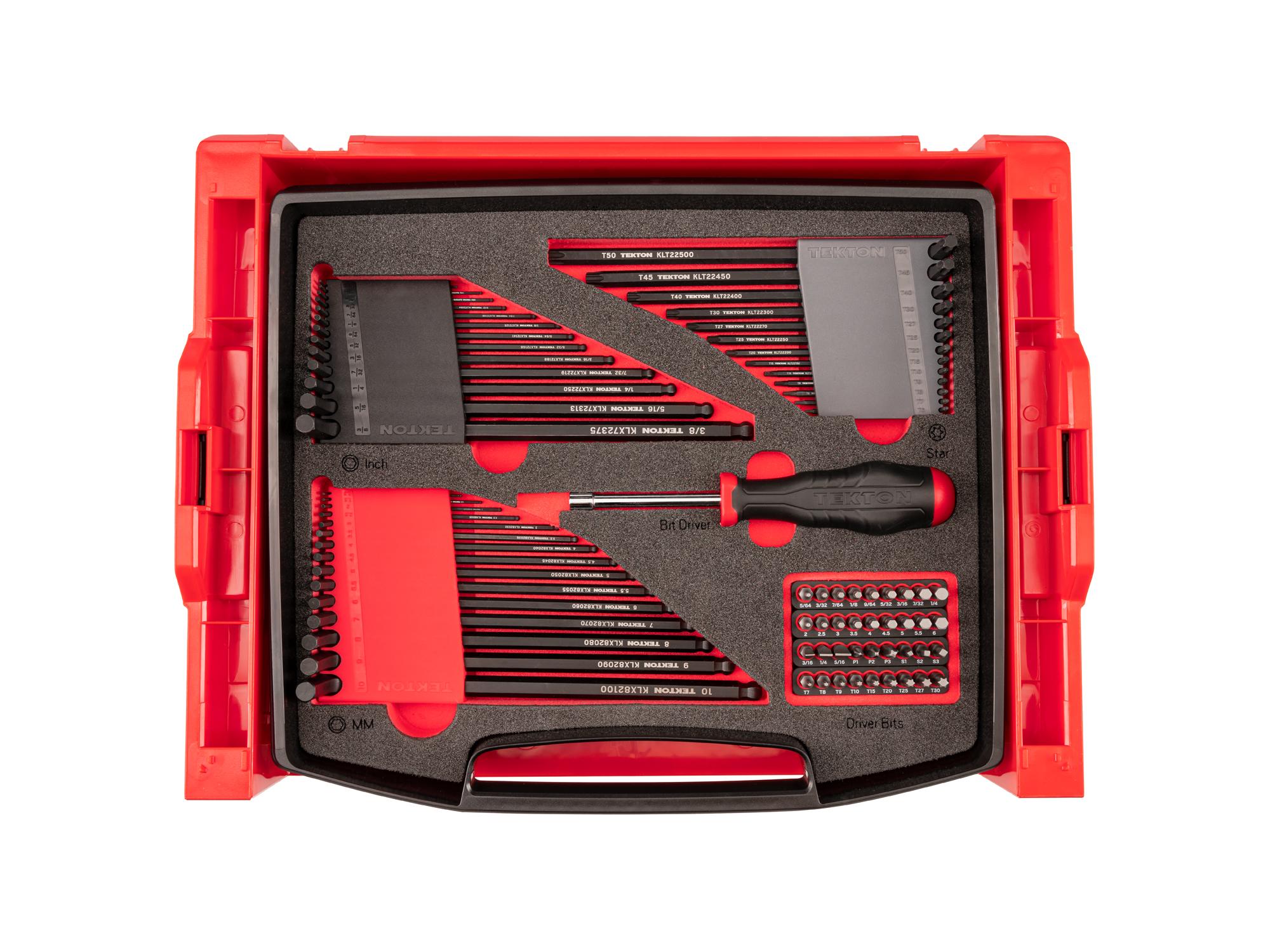 Front view of Tekton stacking organization system set. Item #OLB94801.
