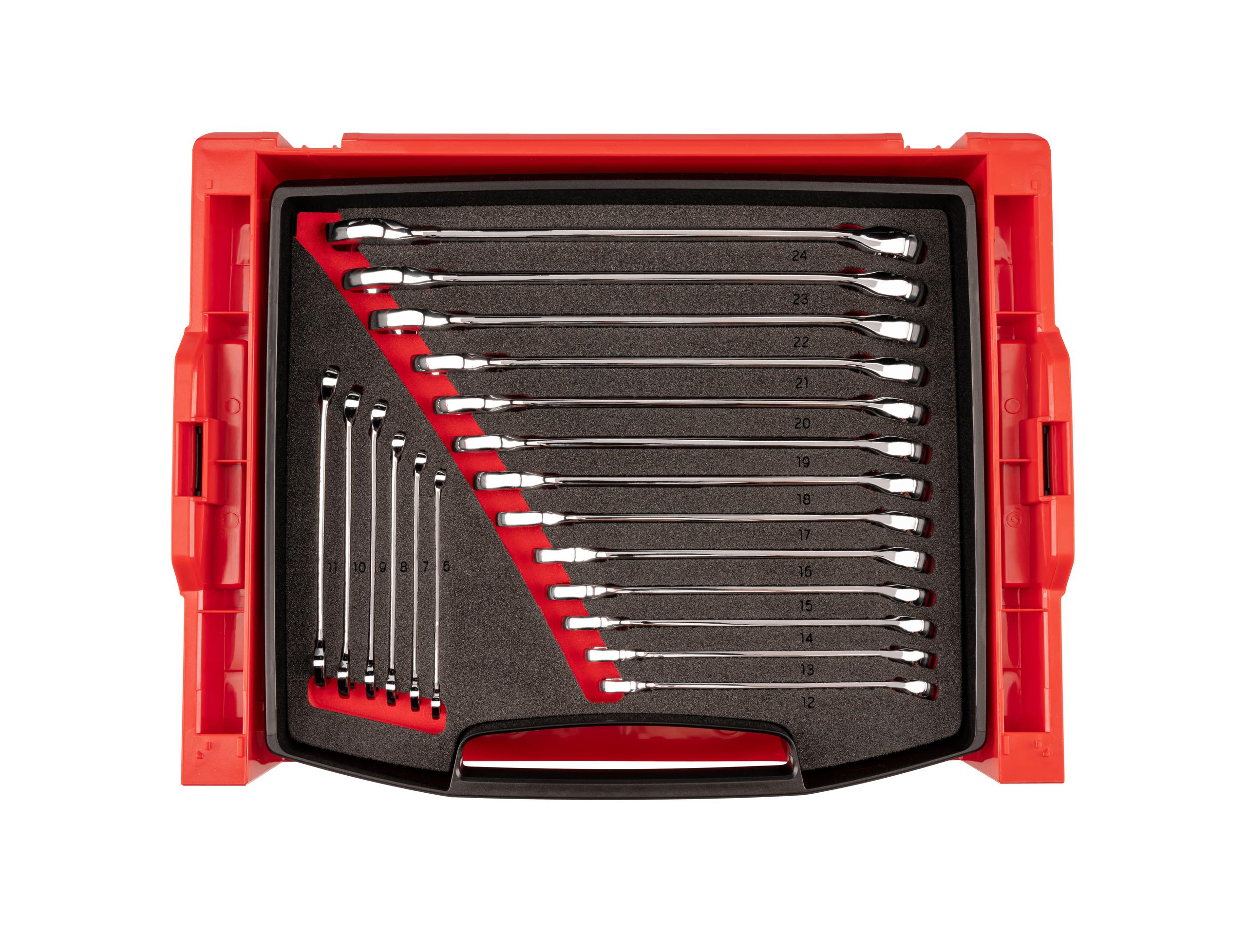 Top view of Tekton stacking organization sets with tool set. Item #OLB99003