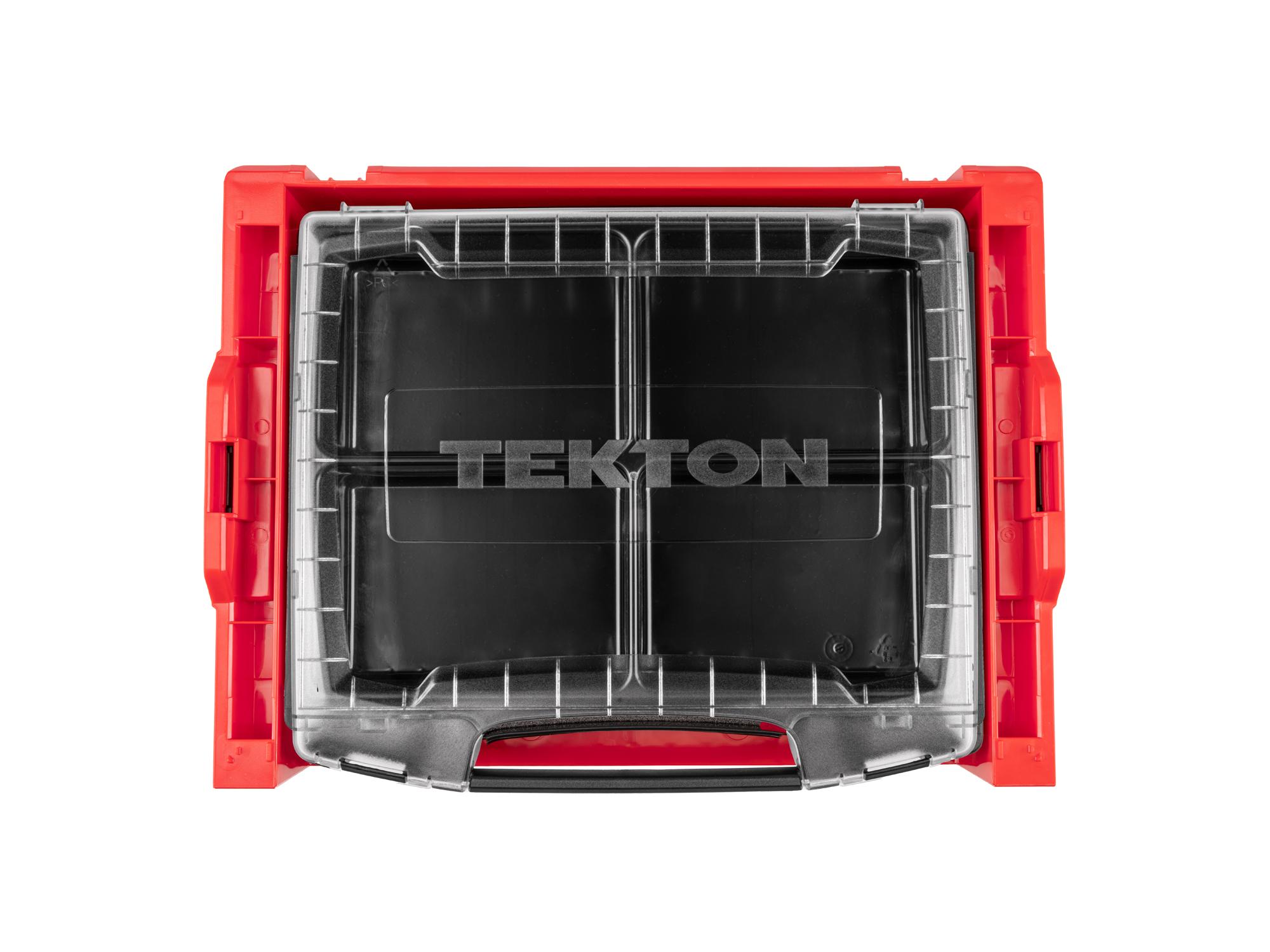 Laid out contents of Tekton stacking organization system set. Item #OLB94001.