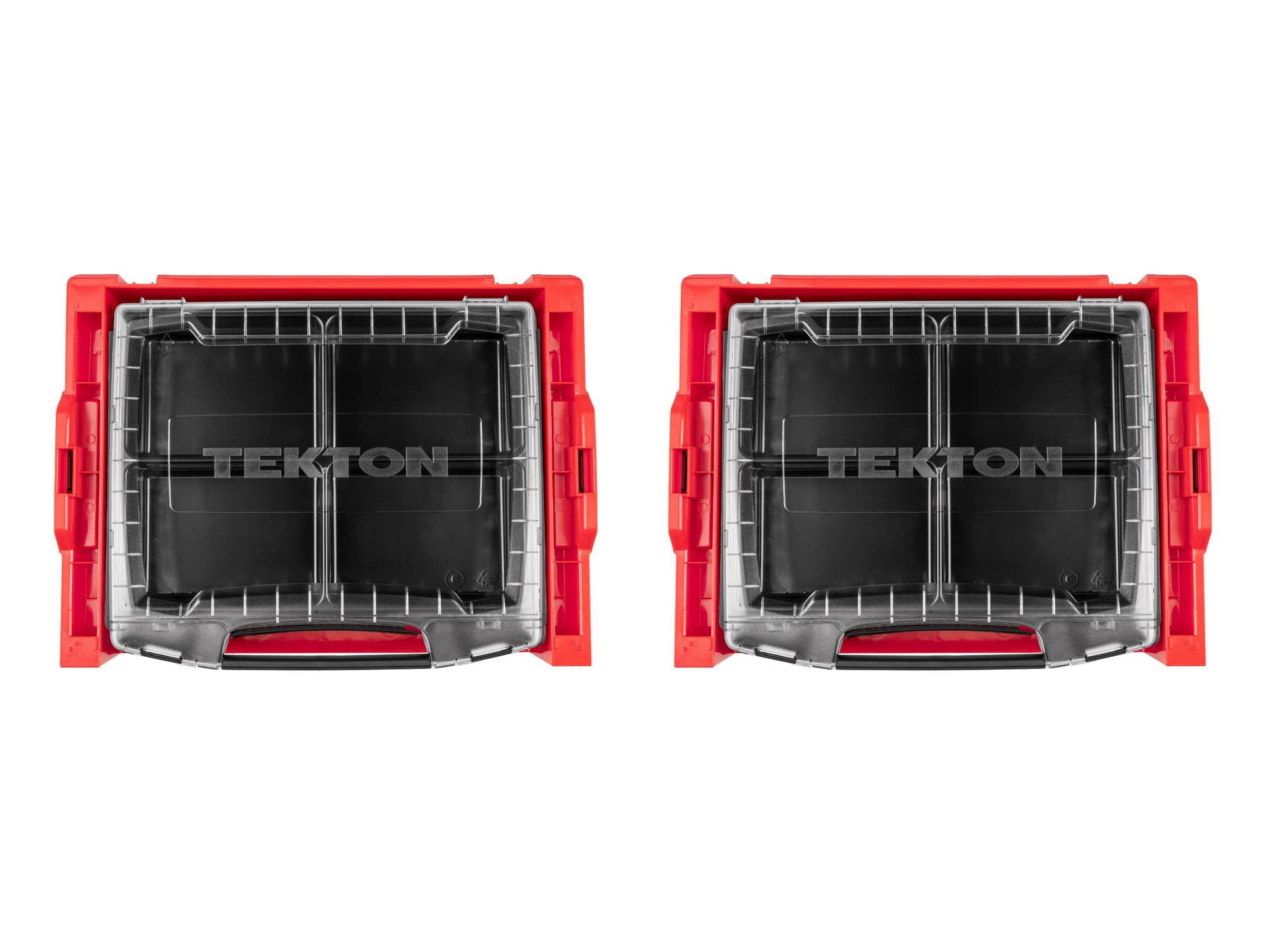 Laid out contents of Tekton stacking organization system set. Item #OLB99201.