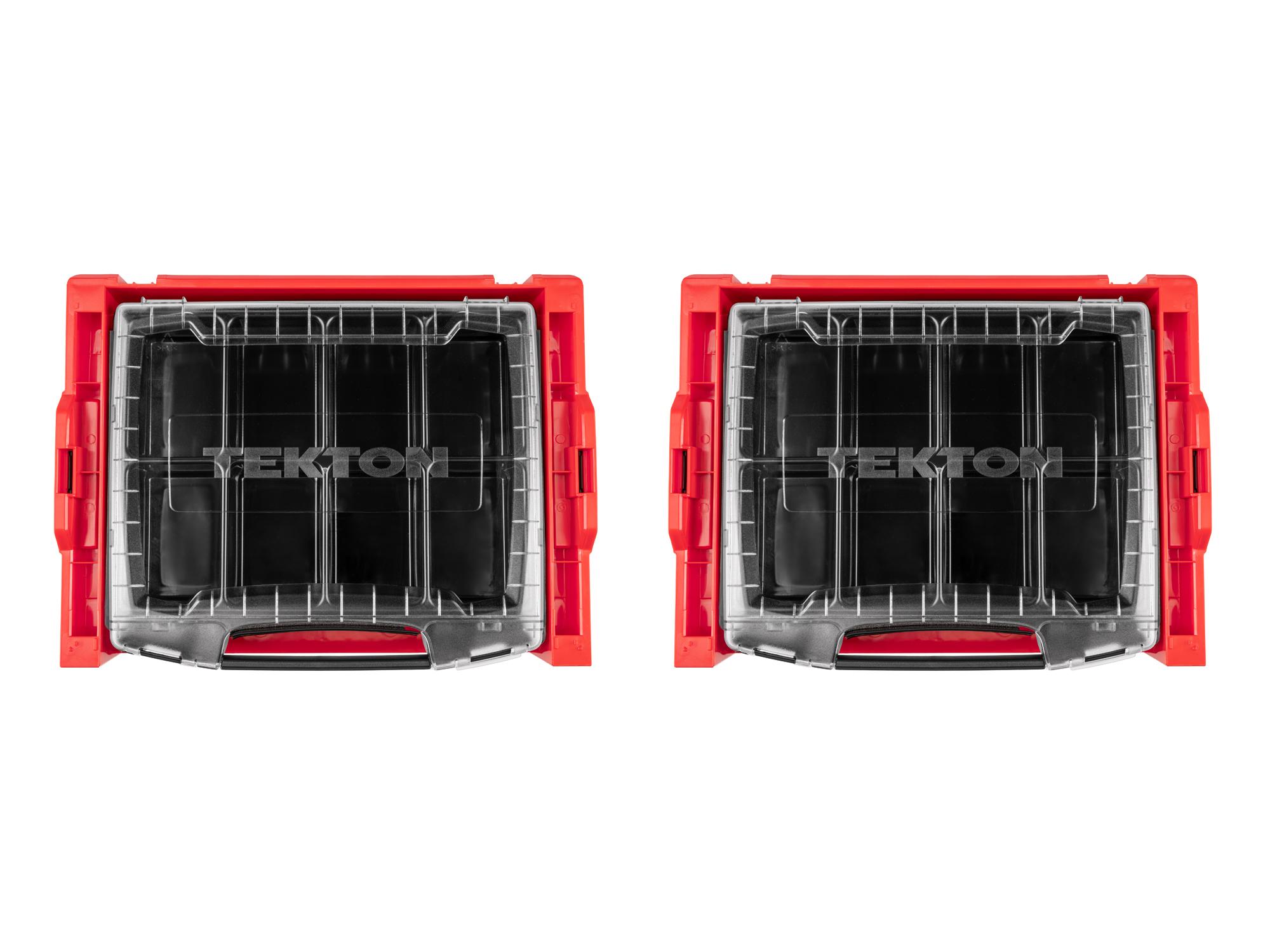 Laid out contents of Tekton stacking organization system set. Item #OLB99201.