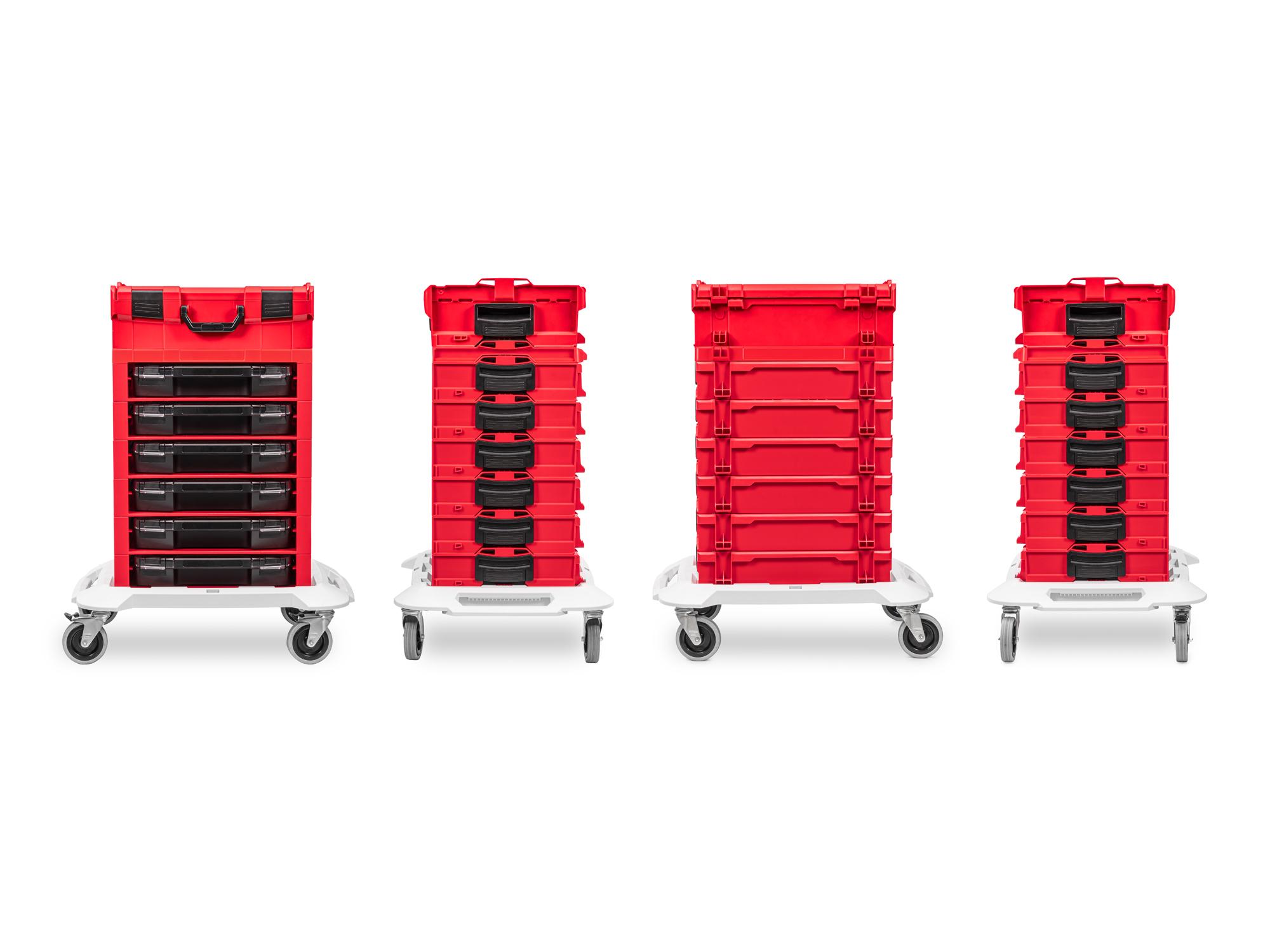 Side view of Tekton stacking organization system set. Item #OLB99201.