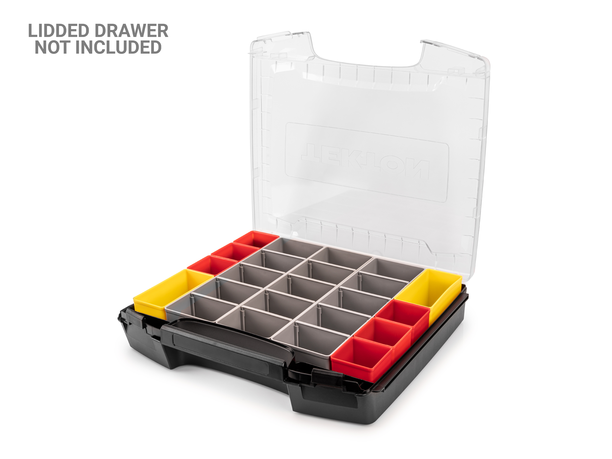 Set includes 11 L-BOXX® compatible organizer bins: 6 red bins, 2 yellow bins, and 3 gray bins. OLM95011.