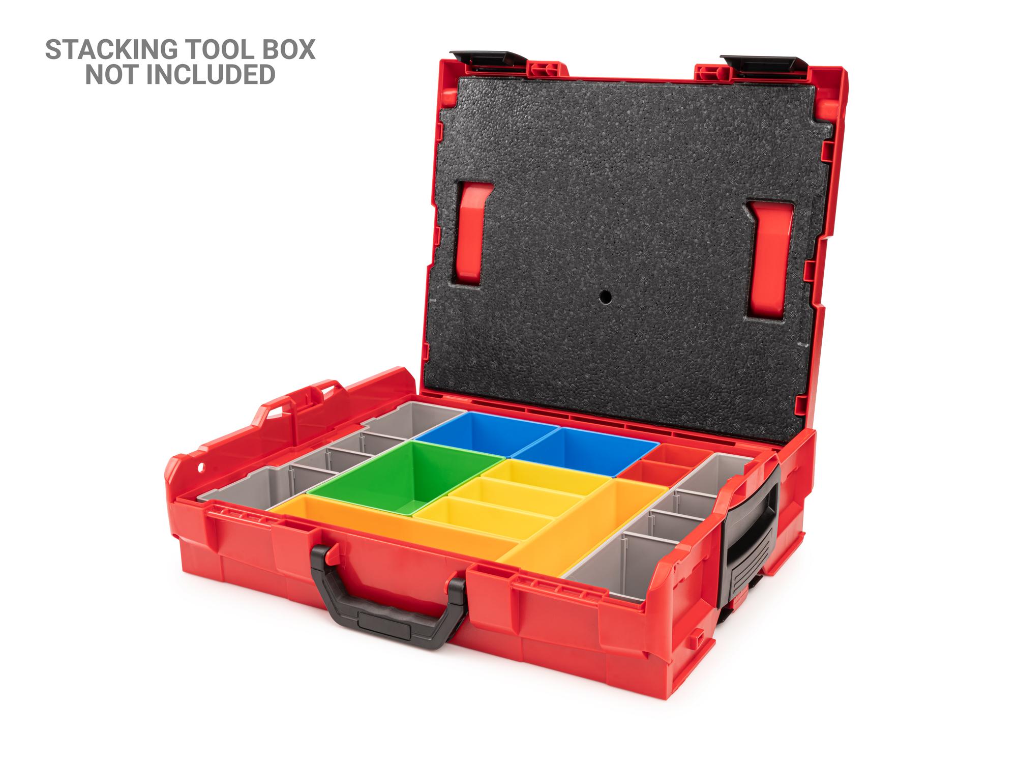 Example shown of Tekton stacking organization system set. Item #OLM95022