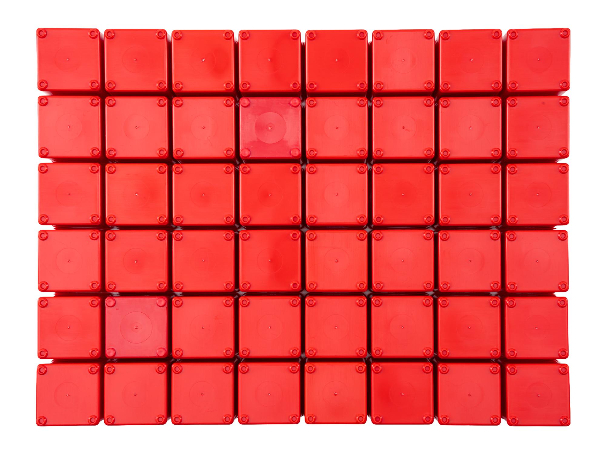 Bottom view of red Tekton organizer bin set, 48-piece. OLM95030