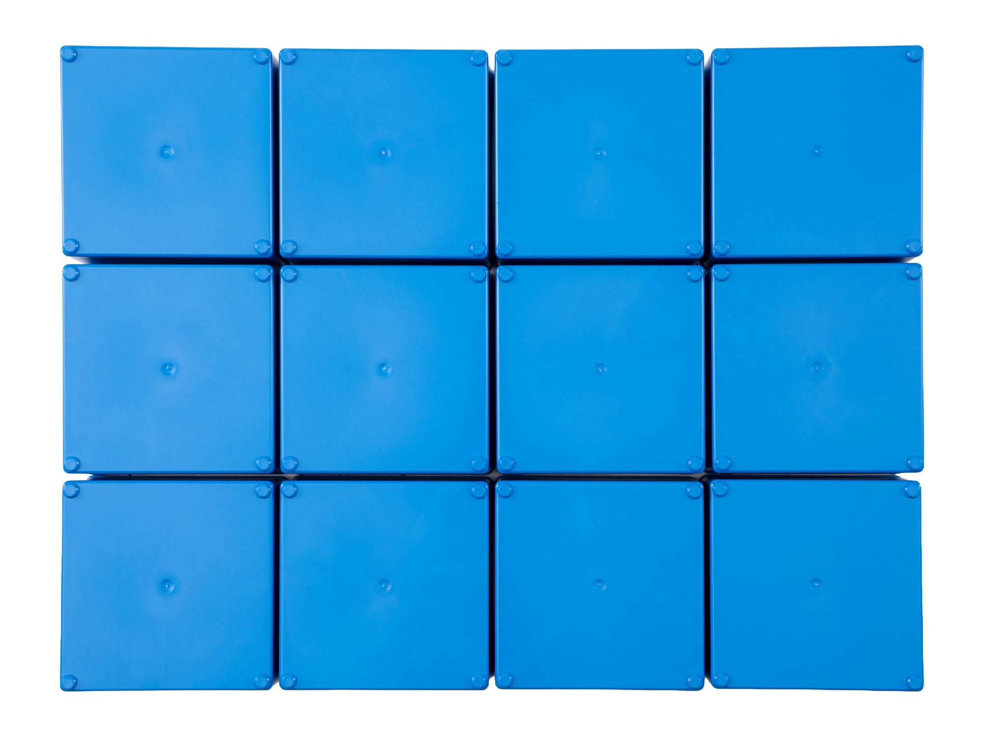 Bottom view of blue Tekton organizer bin set, 12-piece (2.5 inch height). OLM95032