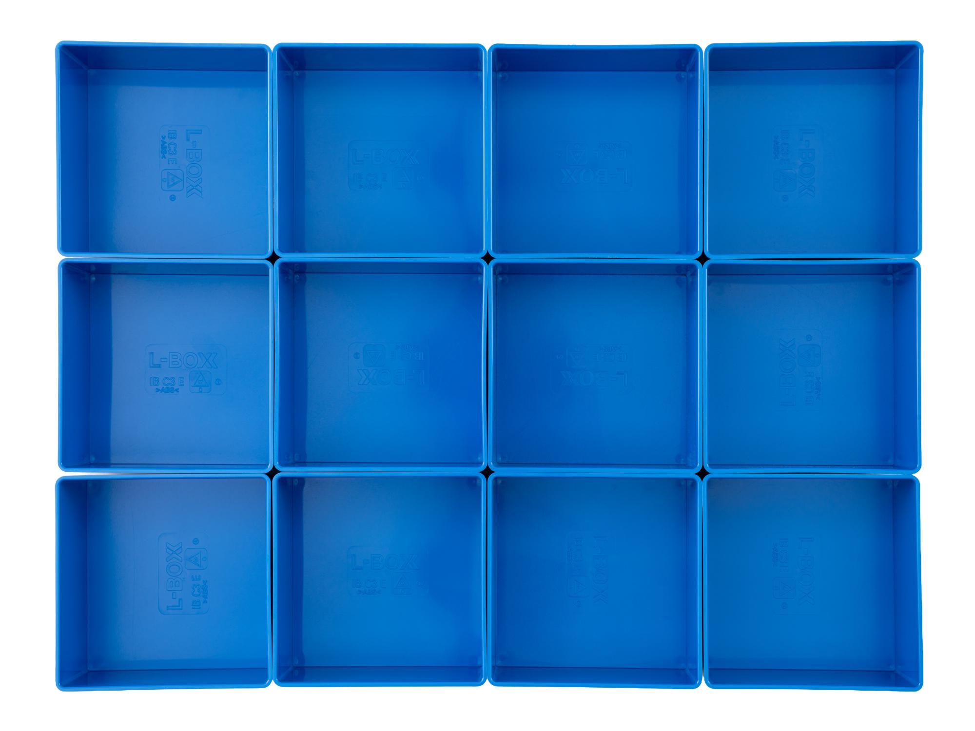 Top view of blue Tekton organizer bin set, 12-piece (2.5 inch height). OLM95032
